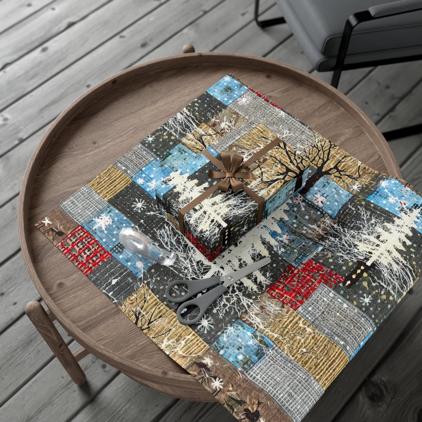 Cozy Quilted Patterned Winter Gift Wrap Papers, Holiday Wrapping Paper, Christmas Present Wrap, Rustic Style Gift Wrapping, Seasonal Decor