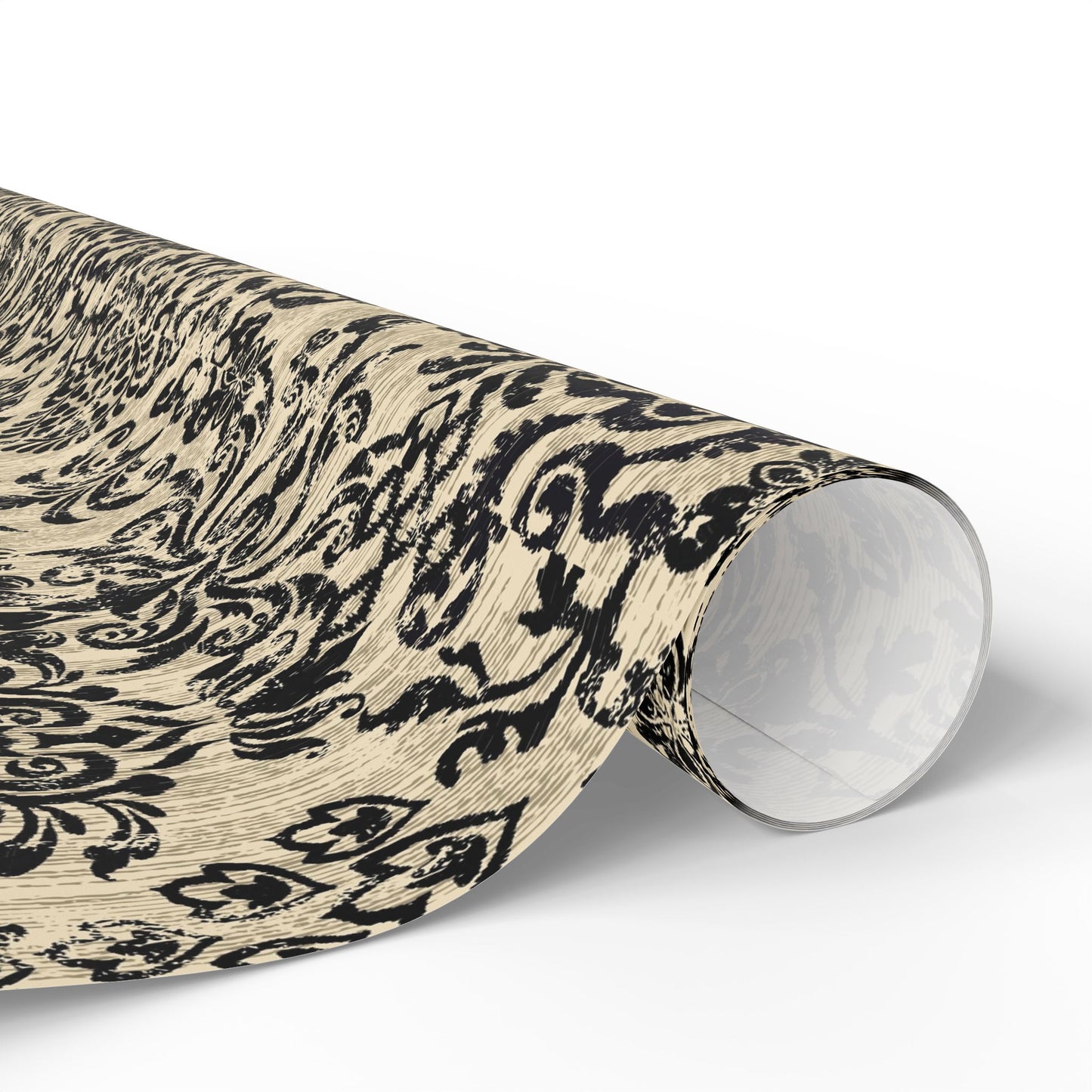Elegant Vintage Black Damask Wrapping Paper Roll, Handmade Gift Wrap for Weddings, Birthdays, Holidays, Special Occasions, Eco-Friendly