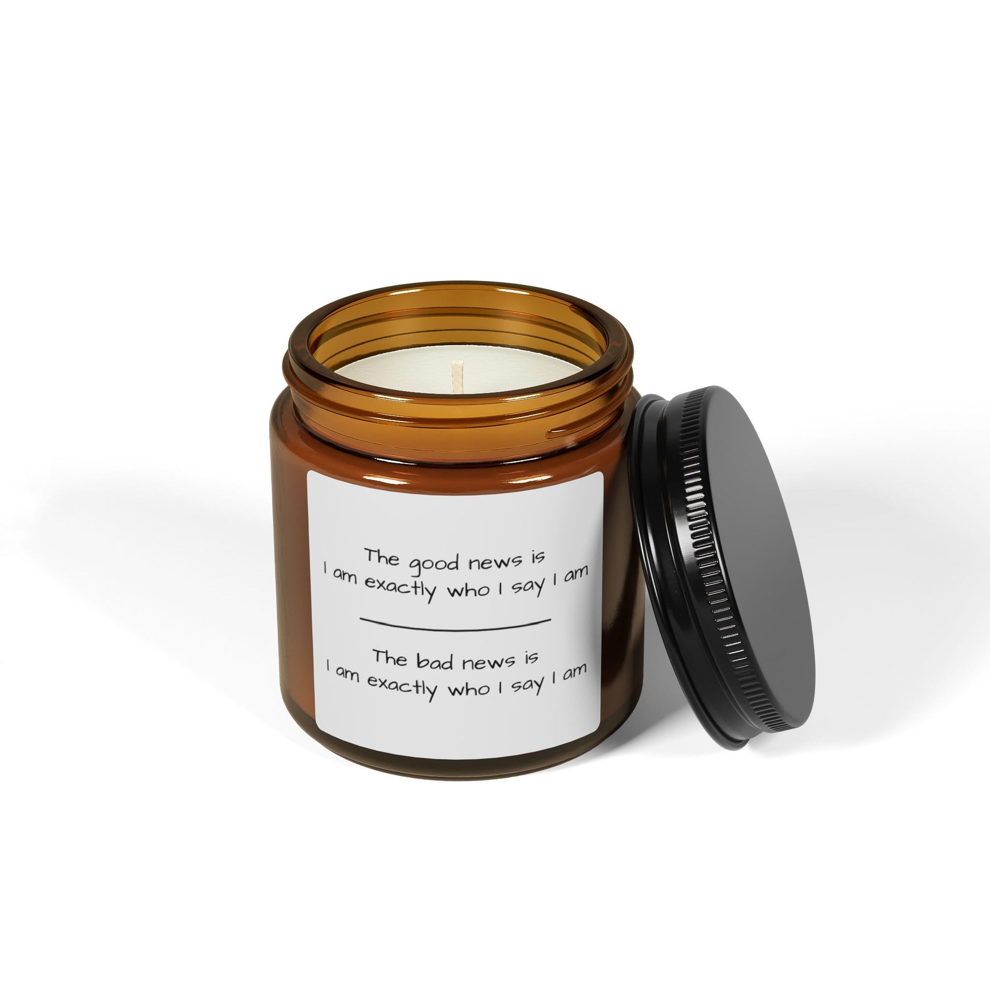 Funny Motivational Scented Soy Candle - Amber Jar with Affirmation Design - aMOOsing Designs