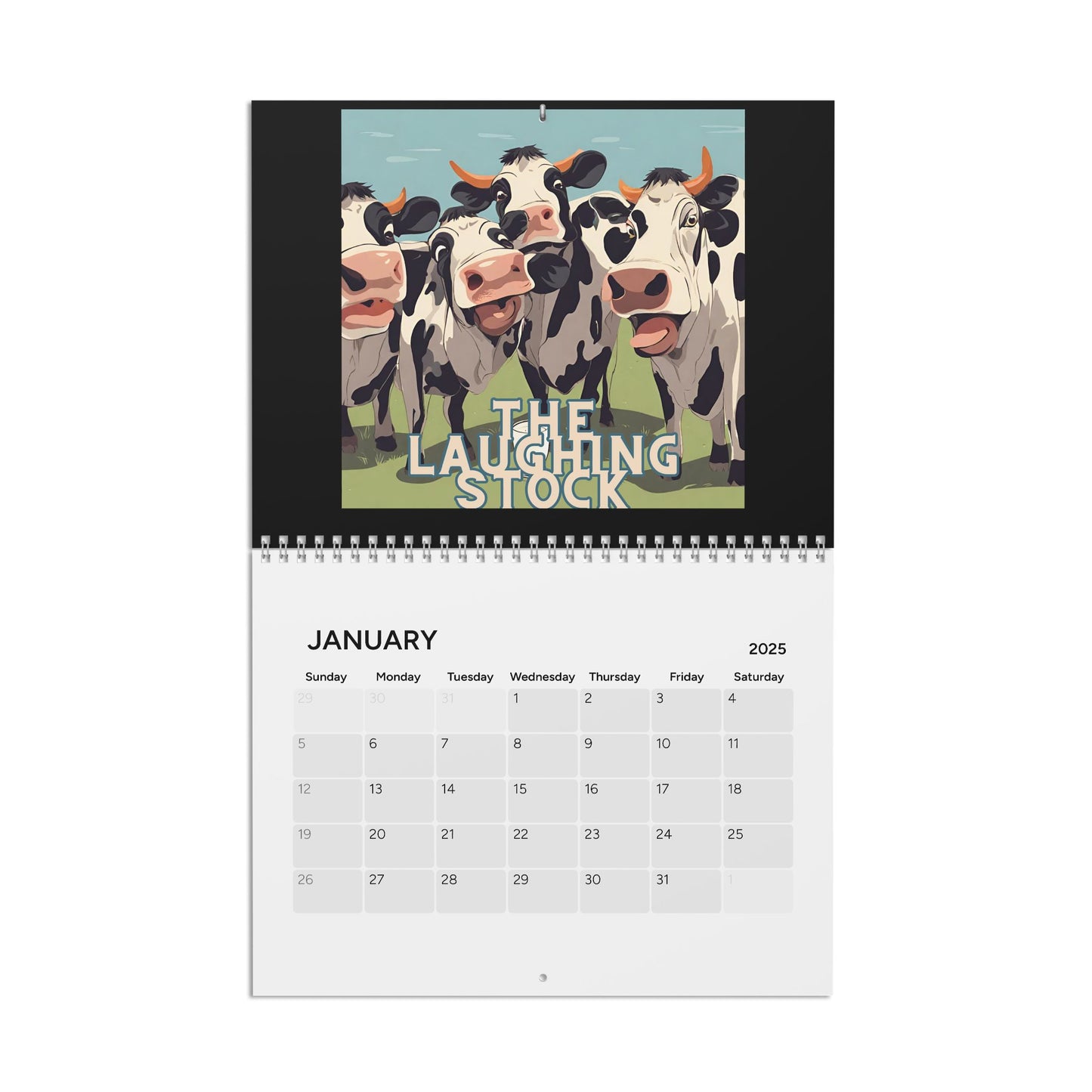 Wall Calendar featuring laughing cows- January