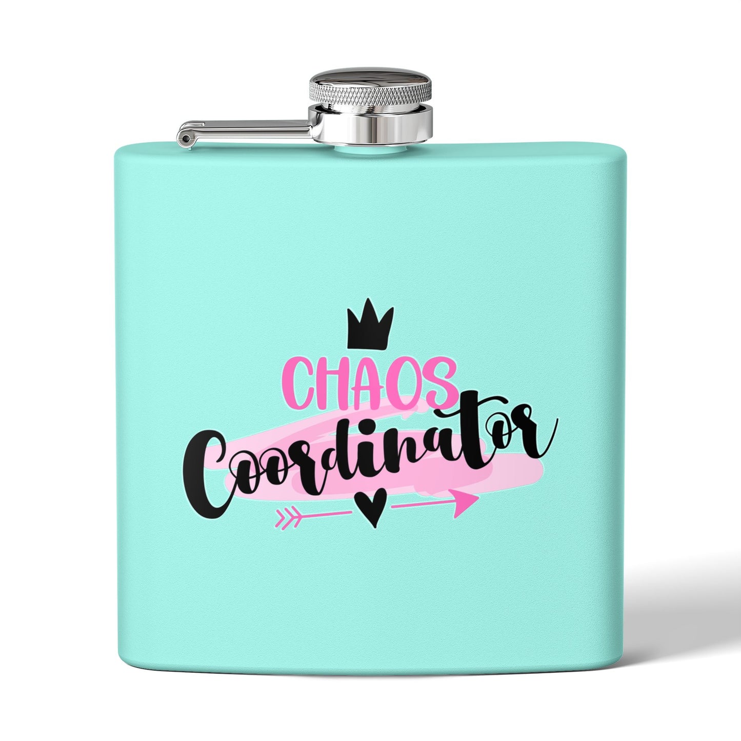 Personalized Chaos Coordinator Stainless Steel Flask - 6oz Perfect Wedding Party Gift - aMOOsing Designs