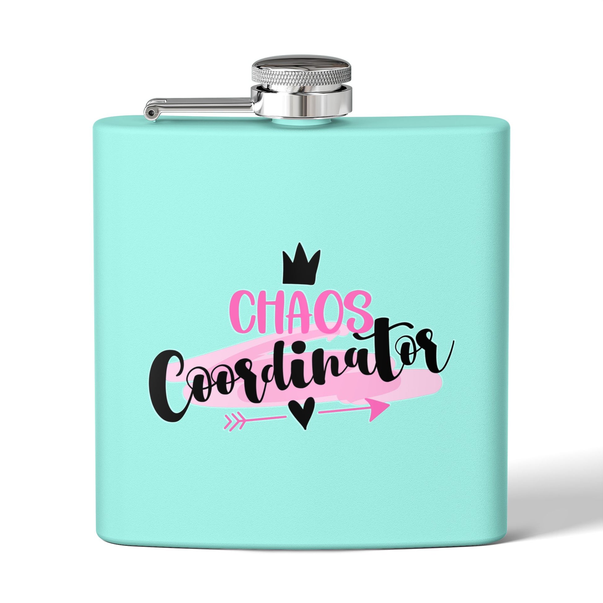 Personalized Chaos Coordinator Stainless Steel Flask - 6oz Perfect Wedding Party Gift - aMOOsing Designs