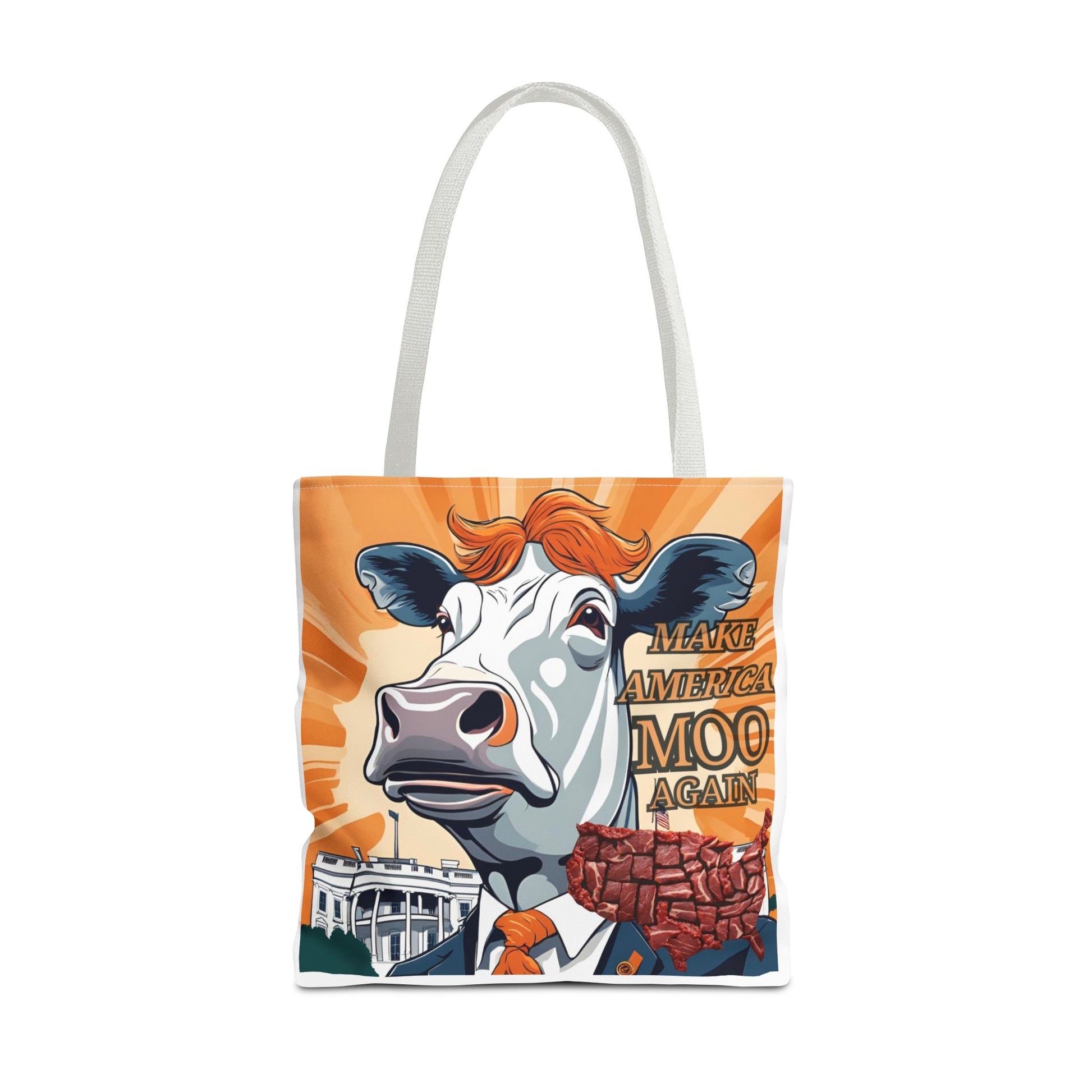 Make America Moo Again Tote Bag - Fun Cow Graphic for BBQ Lovers - aMOOsing Designs