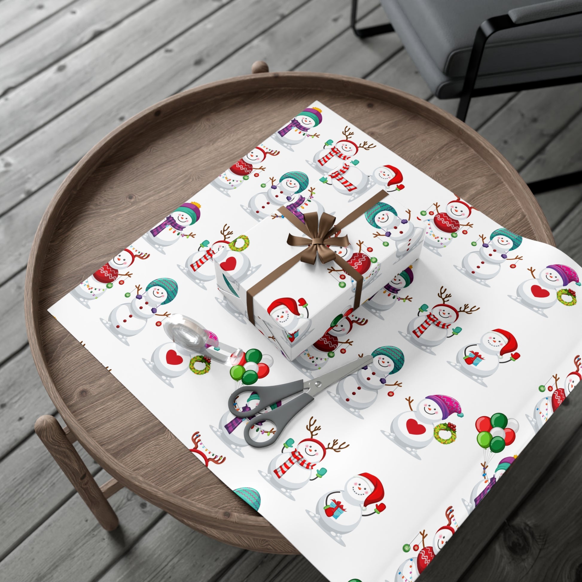 Gift Wrap Papers - Festive Snowman Holiday Cheer Wrapping Sheets - aMOOsing Designs