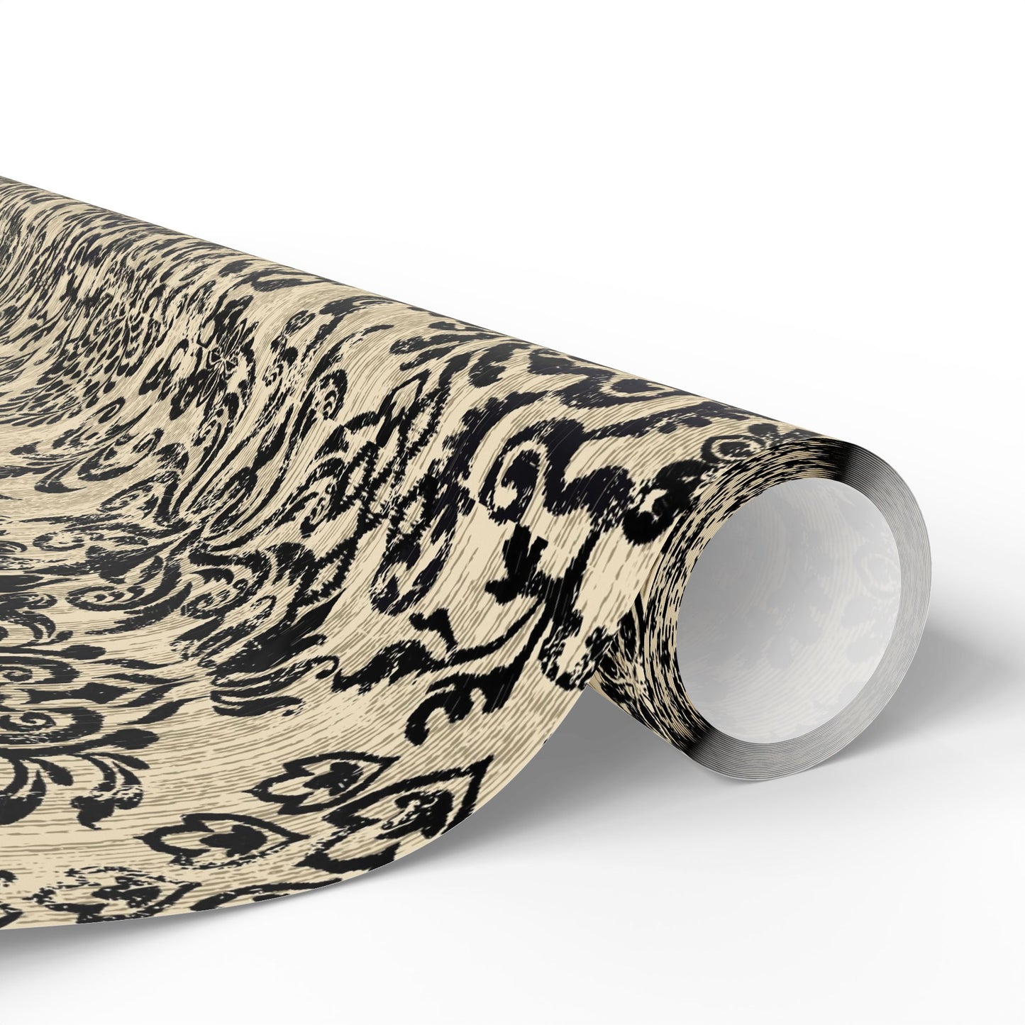 Elegant Vintage Black Damask Wrapping Paper Roll, Handmade Gift Wrap for Weddings, Birthdays, Holidays, Special Occasions, Eco-Friendly