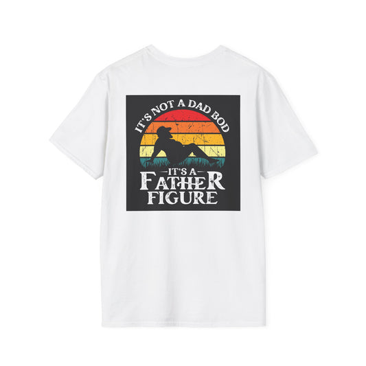 Funny "Not a Dad Bod, but a Father Figure" T-Shirt | Unisex Softstyle Tee for Dads - aMOOsing Designs
