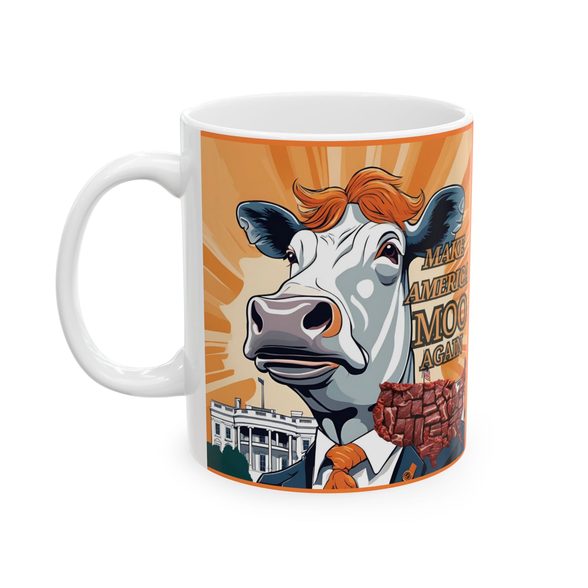 Make America Moo Again Ceramic Mug - Funny Political Gift for Coffee Lovers - aMOOsing Designs