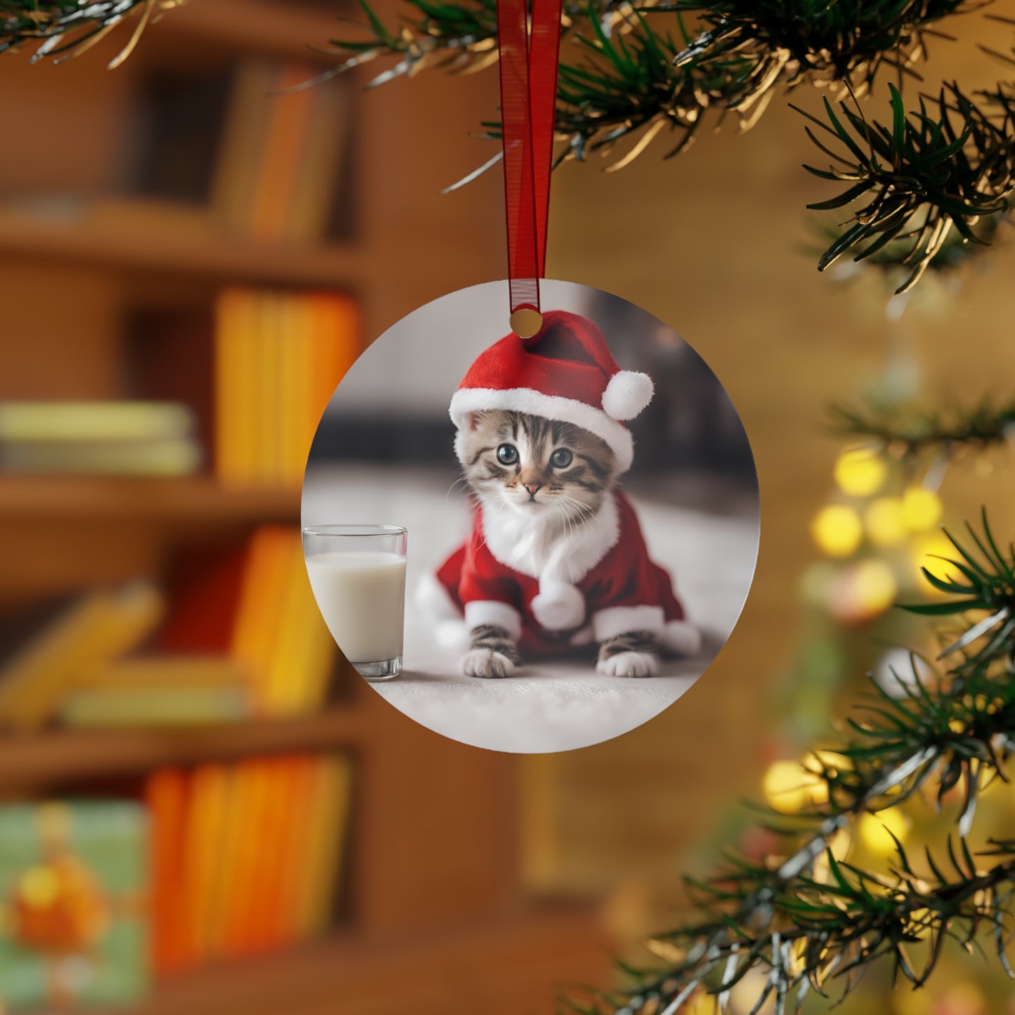 Festive Cat Ornament, Holiday Decor, Christmas Tree Decoration, Pet Lover Gift, Cute Kitty Keepsake