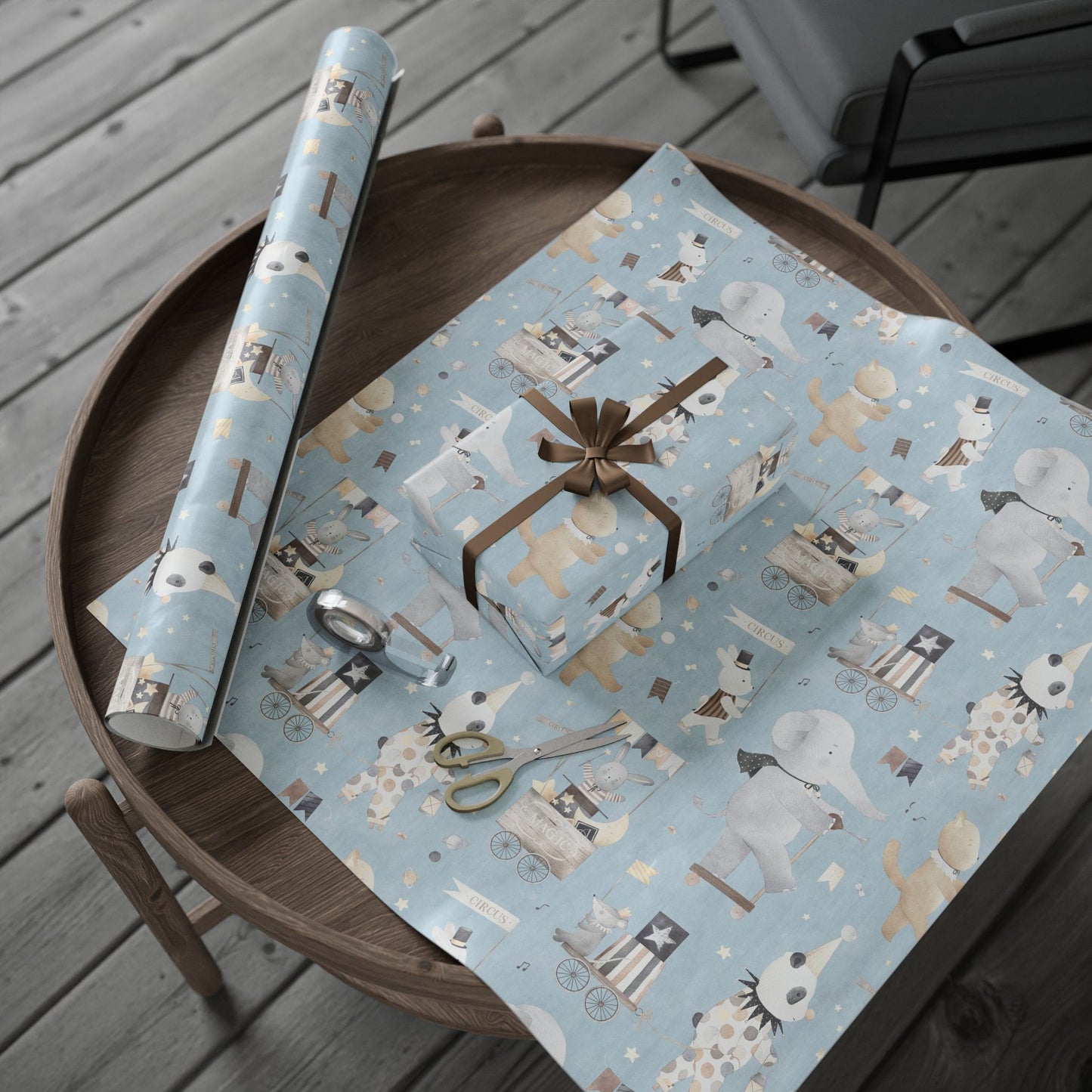 Whimsical Circus Animal Wrapping Paper - Perfect for Birthdays & Baby Showerski