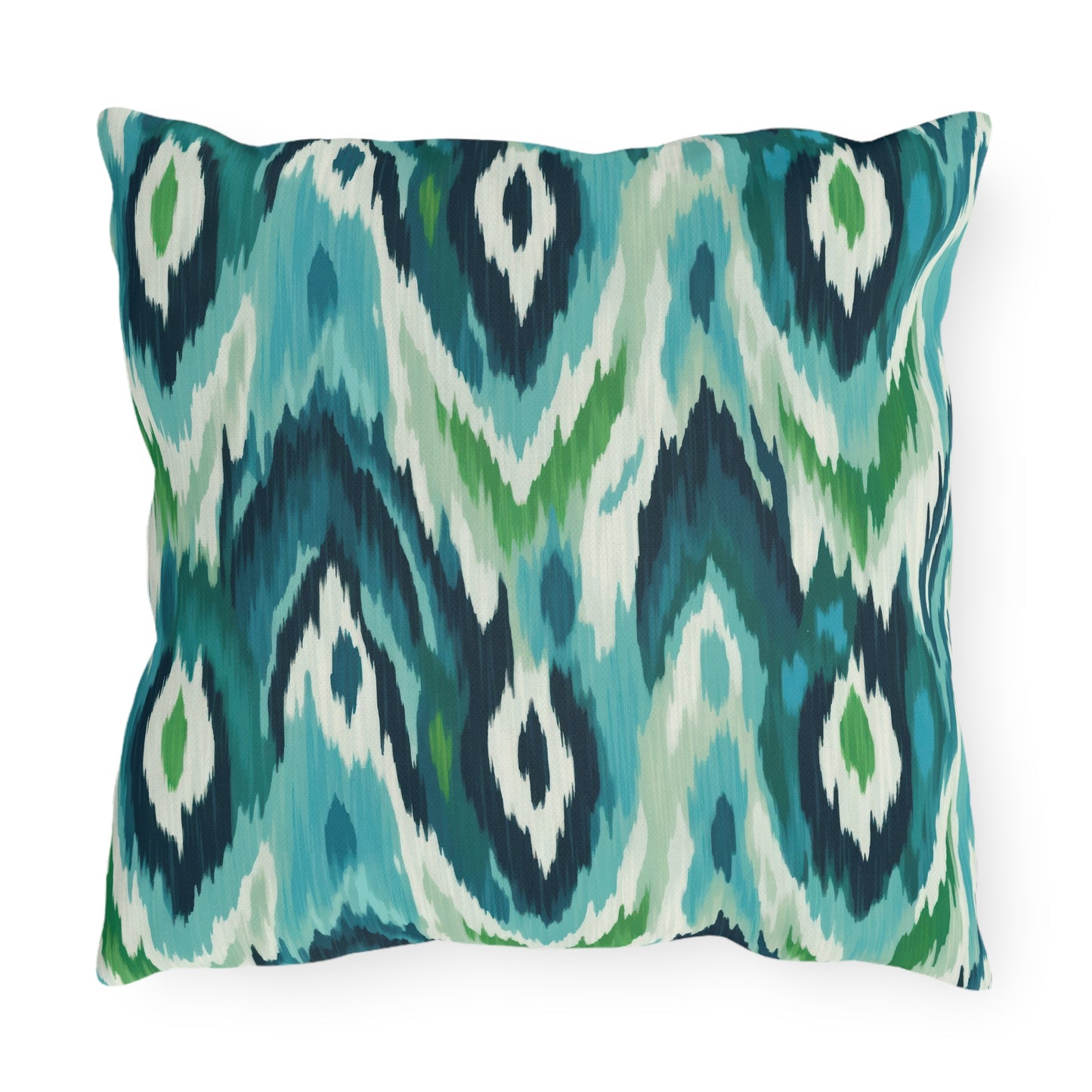 Vibrant Outdoor Pillows - Coastal Ikat Design for Patio & Garden Decor - aMOOsing Designs