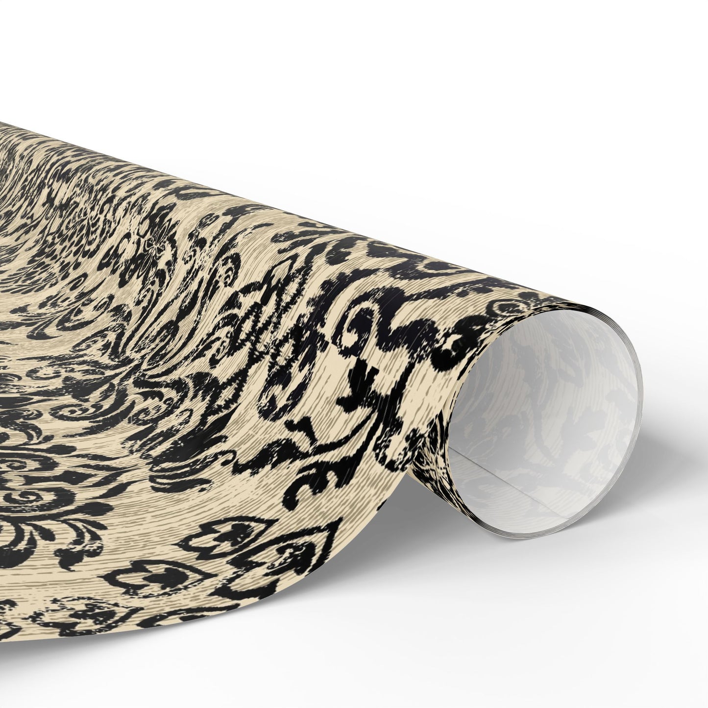 Elegant Vintage Black Damask Wrapping Paper Roll, Handmade Gift Wrap for Weddings, Birthdays, Holidays, Special Occasions, Eco-Friendly