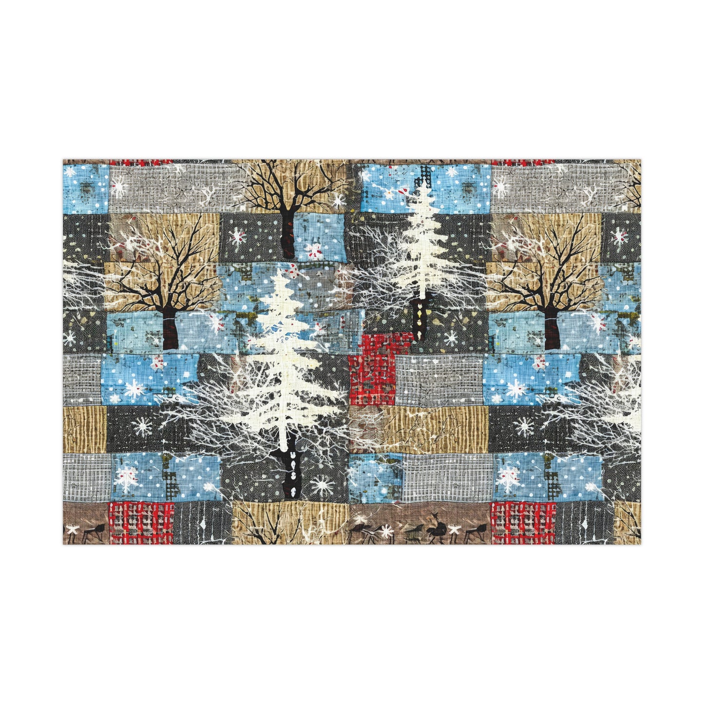 Cozy Quilted Patterned Winter Gift Wrap Papers, Holiday Wrapping Paper, Christmas Present Wrap, Rustic Style Gift Wrapping, Seasonal Decor