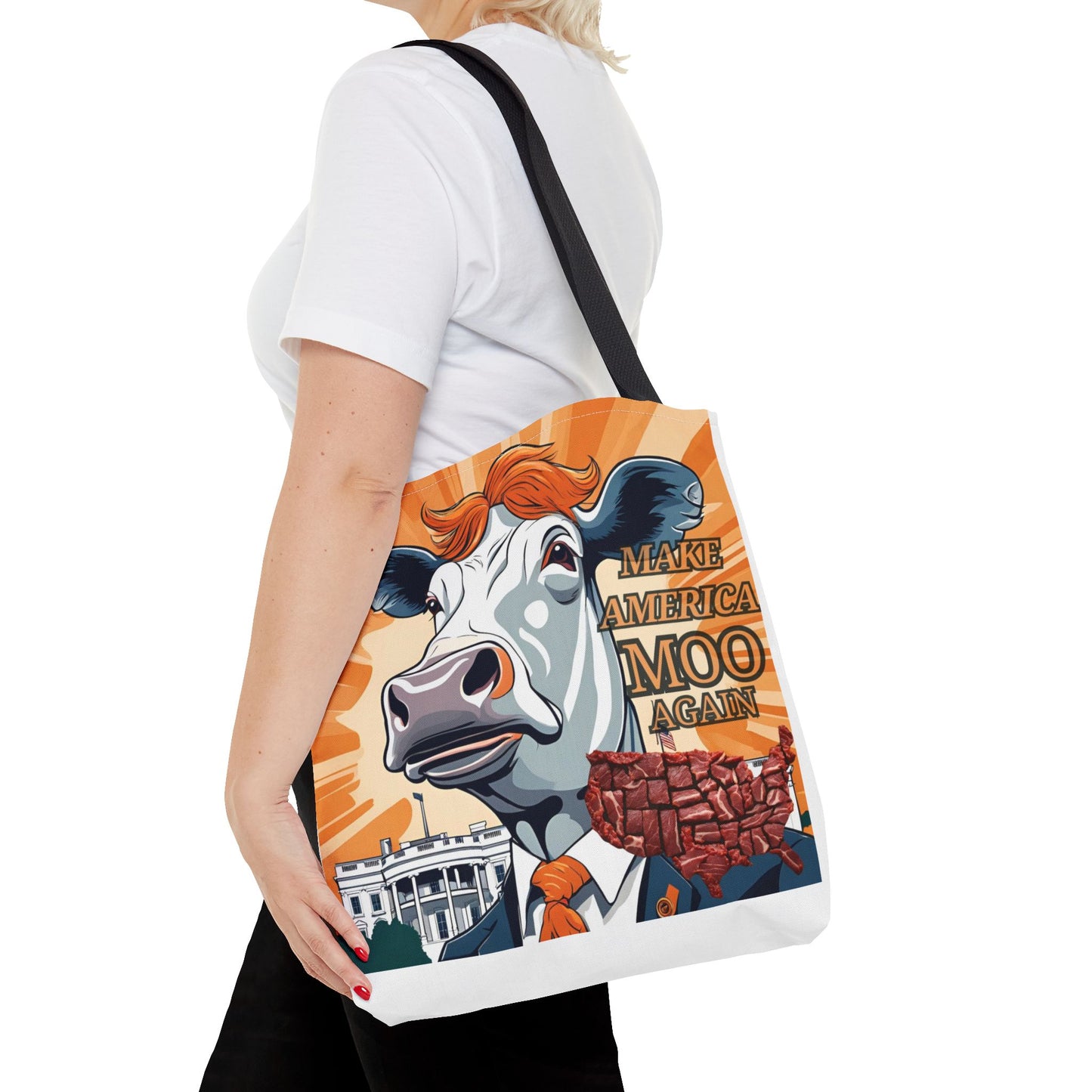 Make America Moo Again Tote Bag - Fun Cow Graphic for BBQ Lovers - aMOOsing Designs