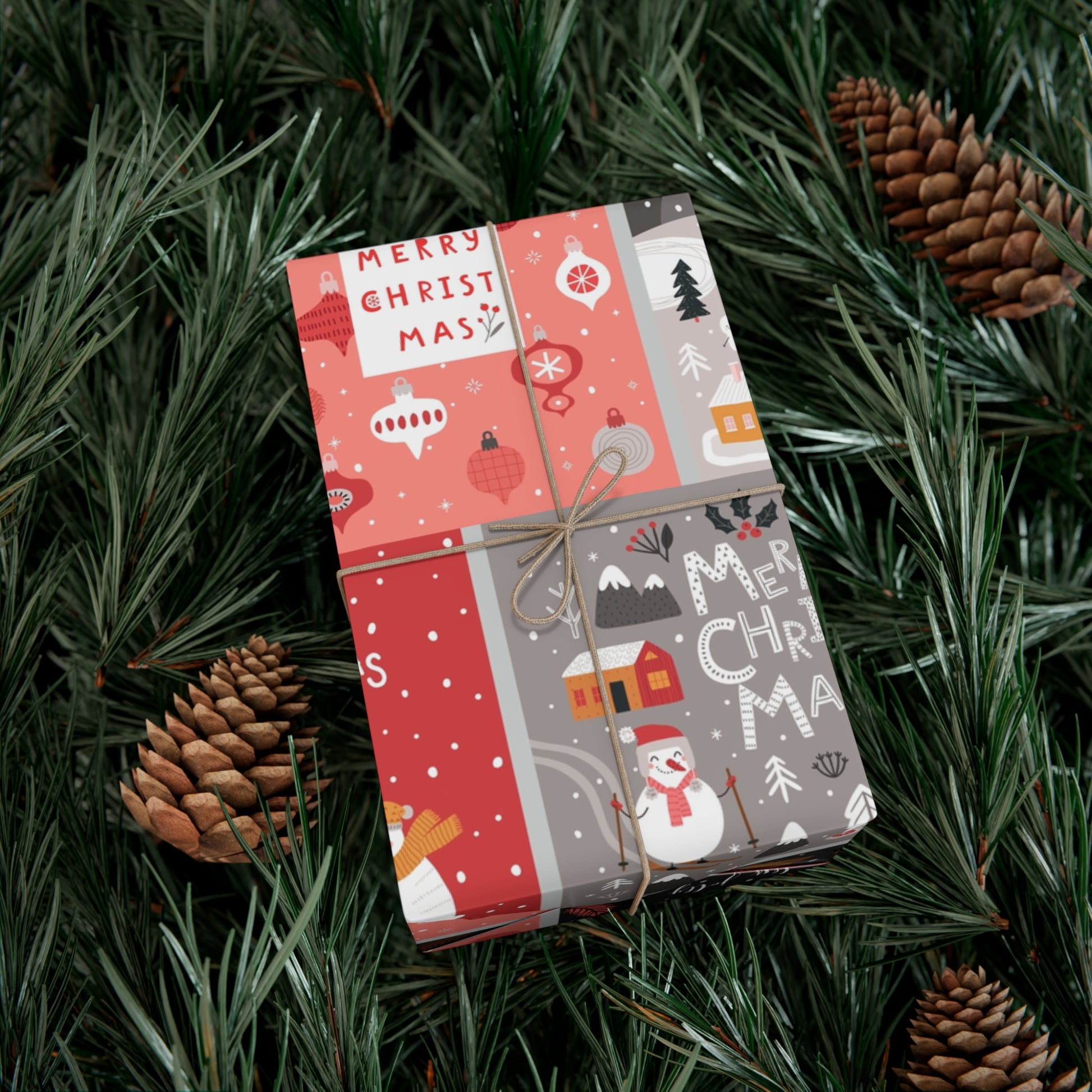 Festive Snowman Gift Wrap Paper - Holiday Cheer Wrapping Sheets for Christmas & More - aMOOsing Designs