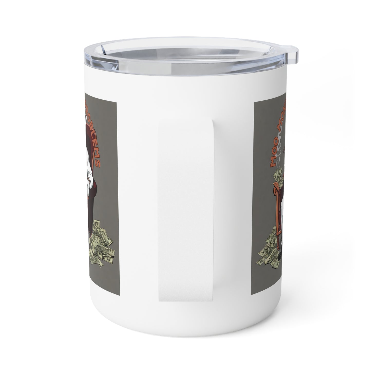 MOO Money MOO Problems- Funny Cow Insulated Coffee Mug, 10oz - aMOOsing Designs