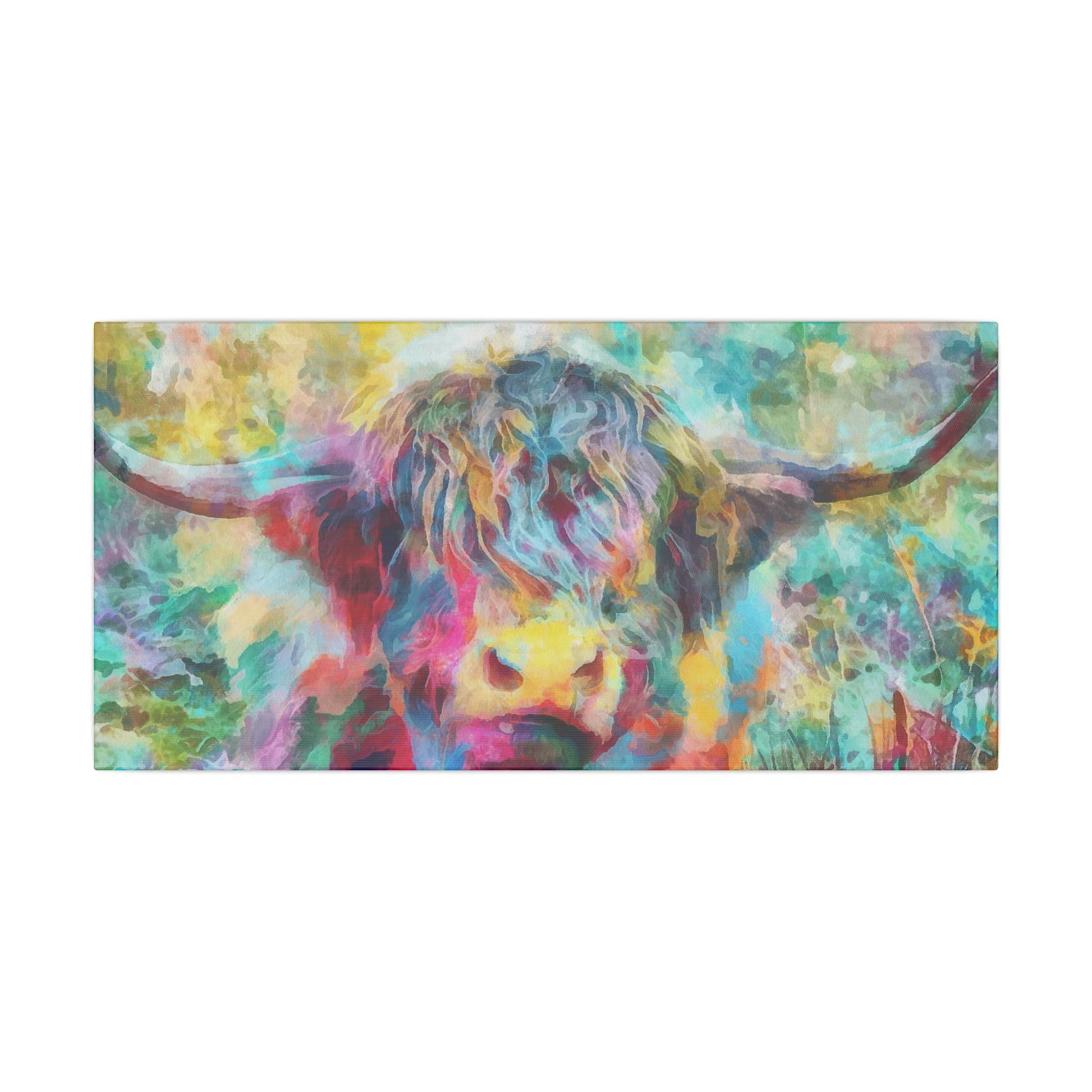 Colorful Abstract Highland Cow Canvas Print - aMOOsing Designs