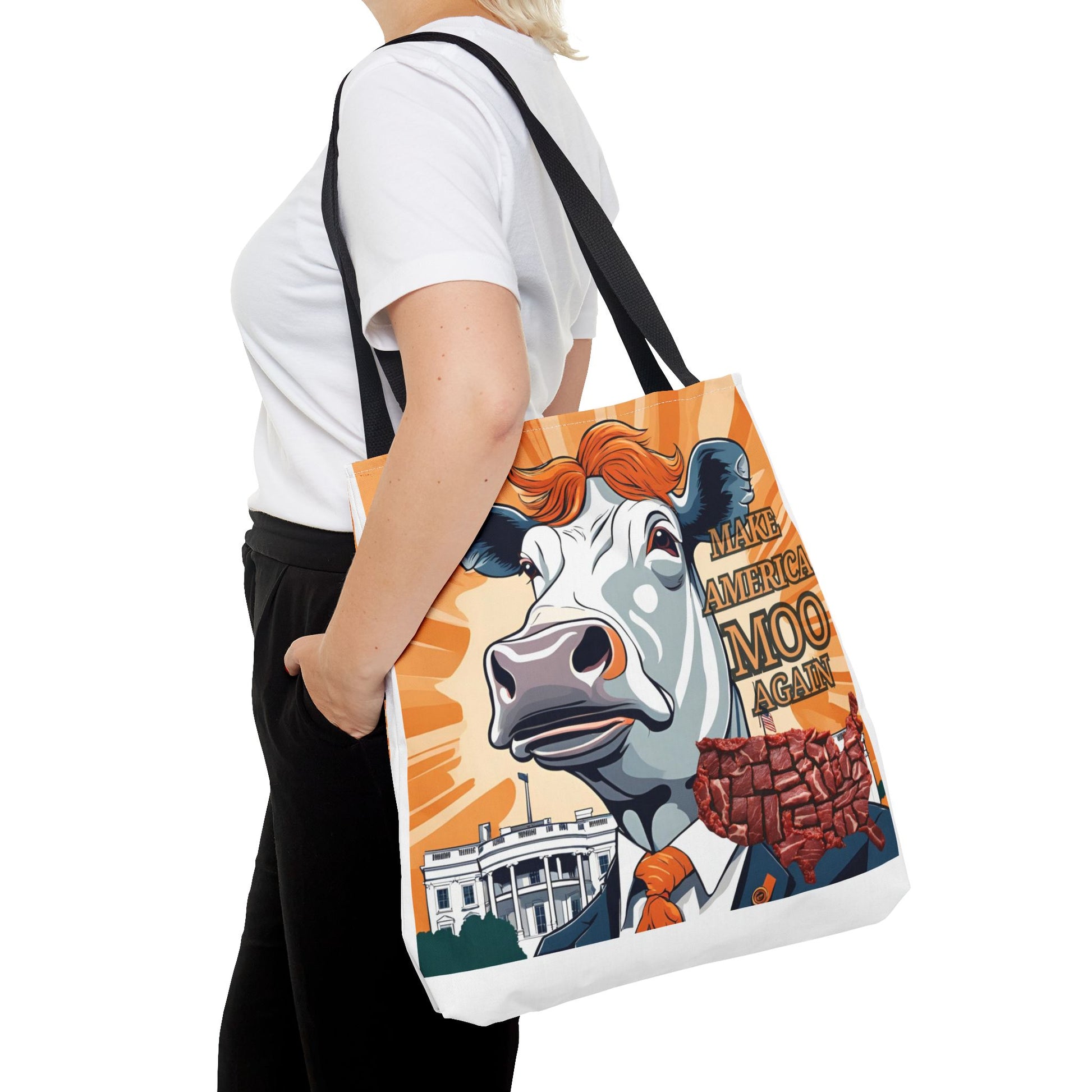 Make America Moo Again Tote Bag - Fun Cow Graphic for BBQ Lovers - aMOOsing Designs