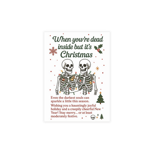 Humorous Holiday Postcard Bundle for Christmas, Skeleton Greetings, Unique Gift Idea, Seasonal Card Set, Creepy Cheerful Wishes