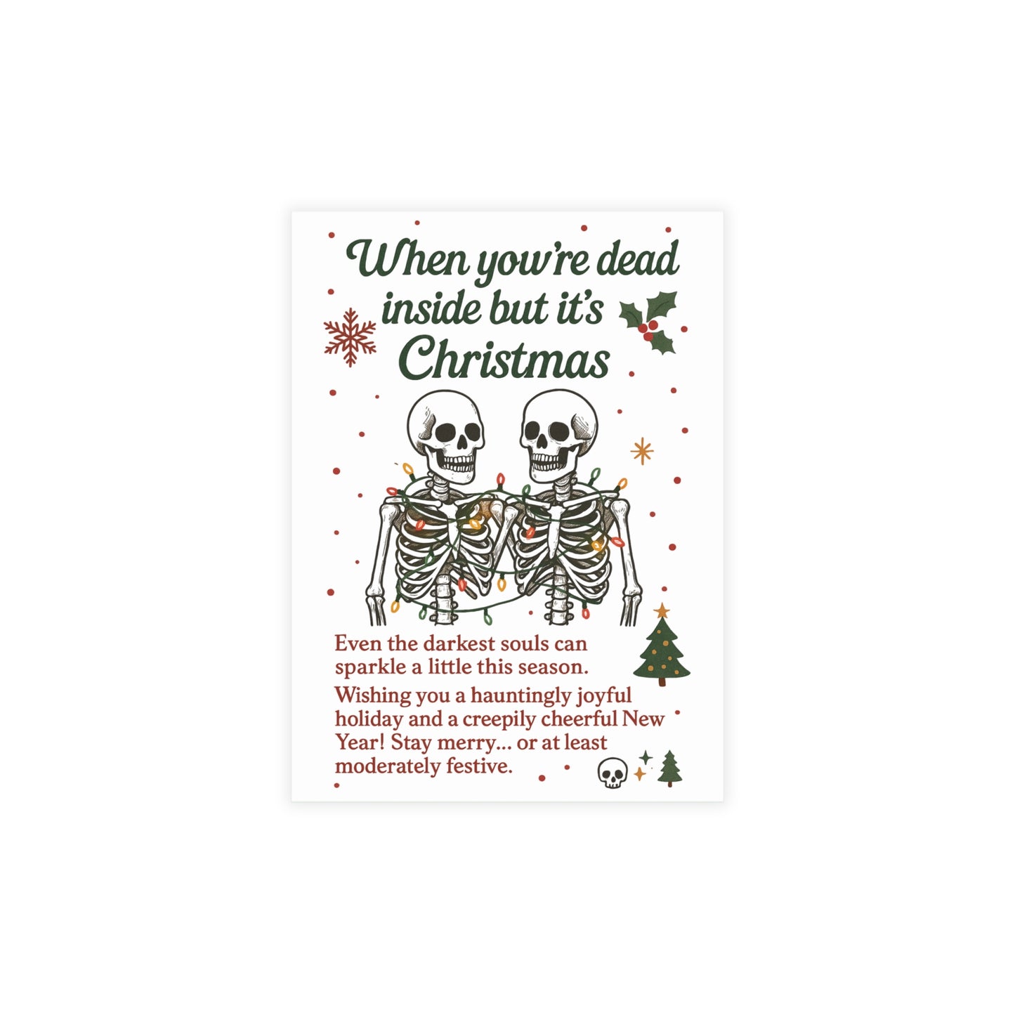 Humorous Holiday Postcard Bundle for Christmas, Skeleton Greetings, Unique Gift Idea, Seasonal Card Set, Creepy Cheerful Wishes
