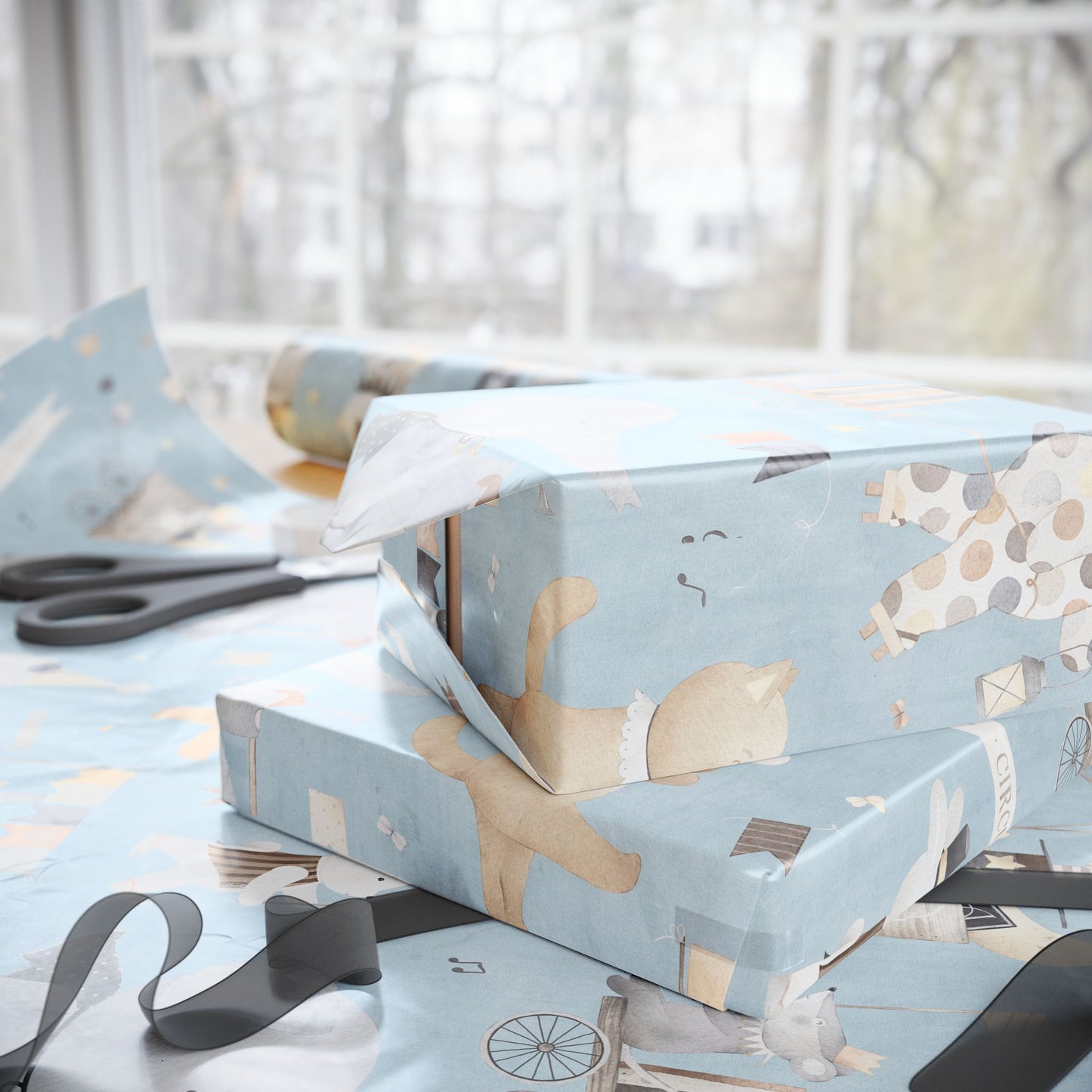 Whimsical Circus Animal Wrapping Paper - Perfect for Birthdays & Baby Showerski