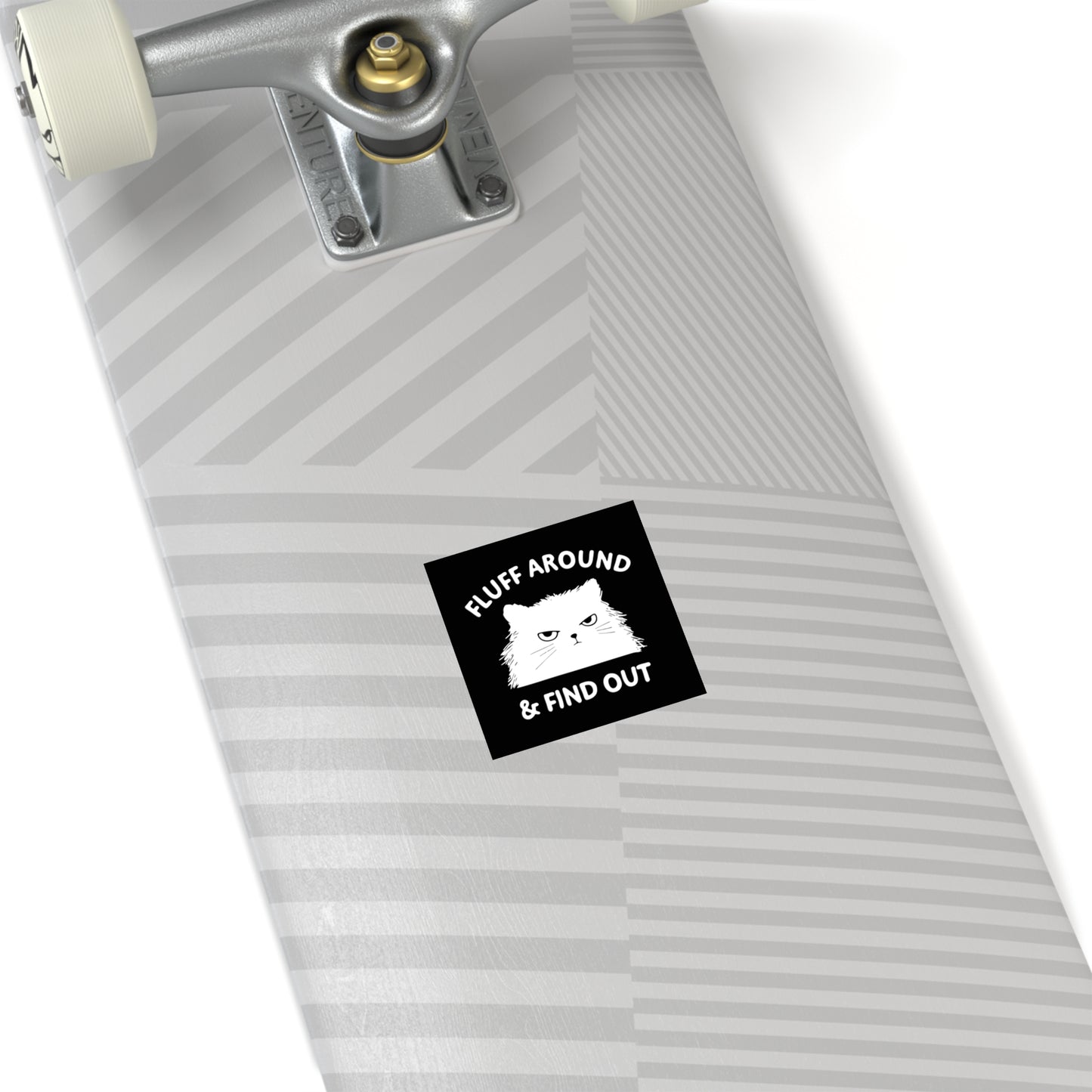 Funny Cat Square Stickers, Fluff Around & Find Out, Gift for Cat Lovers, Laptop Decal, Indoor/Outdoor Stickers, Pet Humor, Fun Decor