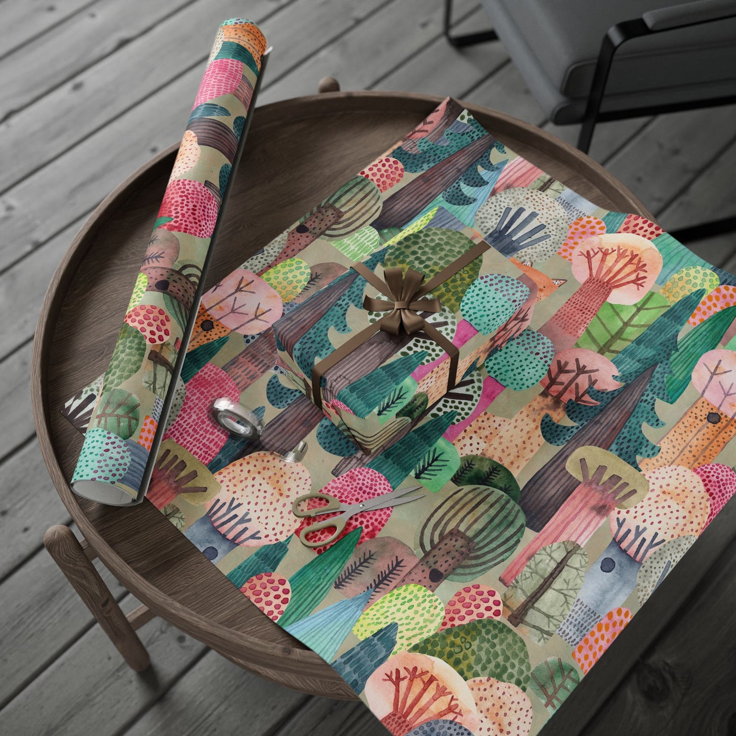Whimsical Wrapping Paper Roll, Colorful Gift Wrap, Eco-Friendly Party Supplies, Forest-Themed Wrap, Holiday & Birthday Gift Wrap