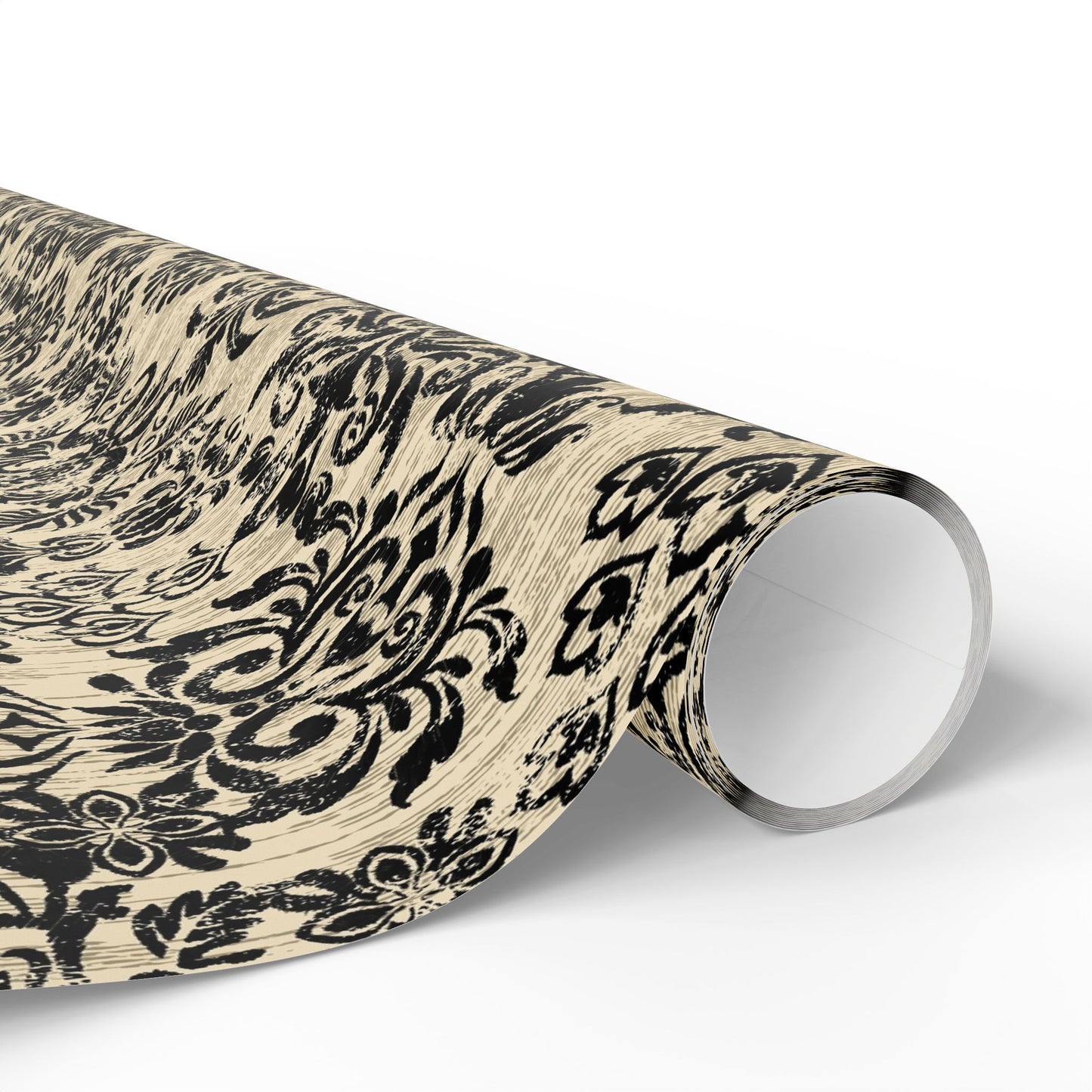 Elegant Vintage Black Damask Wrapping Paper Roll, Handmade Gift Wrap for Weddings, Birthdays, Holidays, Special Occasions, Eco-Friendly