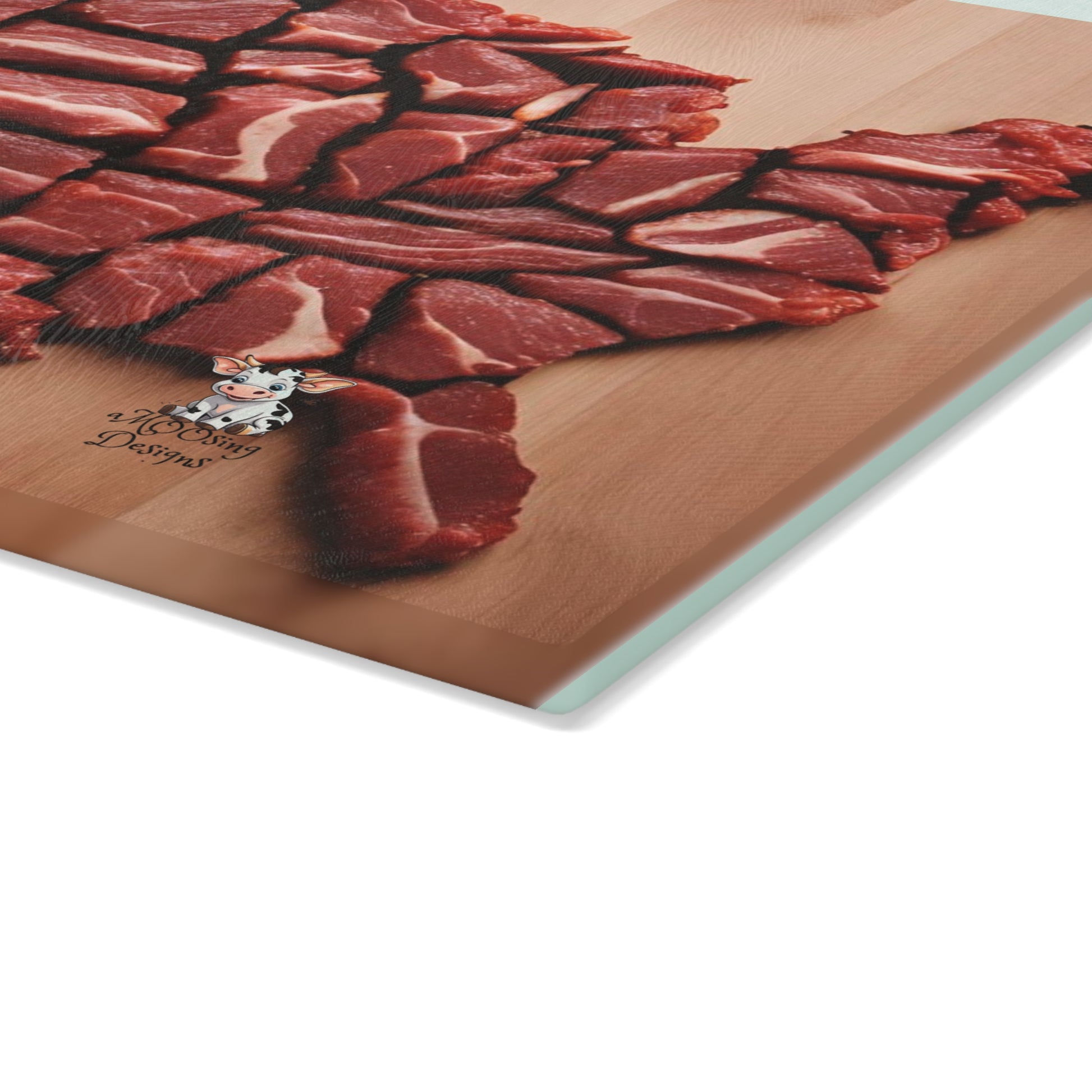 United Steaks of America Glass Cutting Board - Fun Culinary Gift for Meat Lovers - aMOOsing Designs