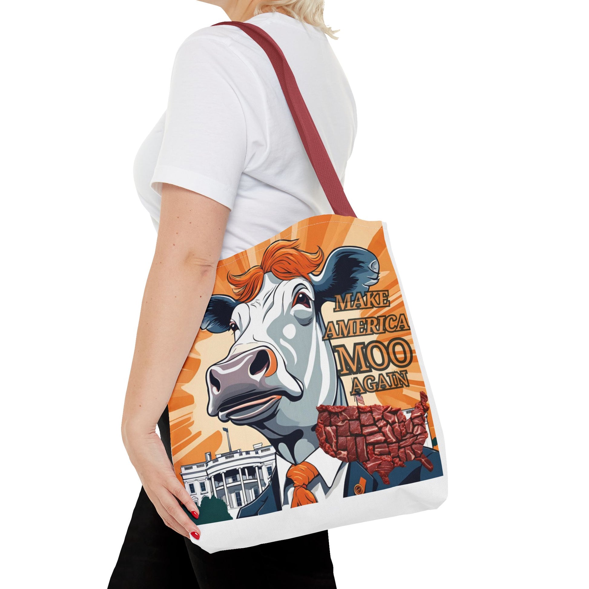 Make America Moo Again Tote Bag - Fun Cow Graphic for BBQ Lovers - aMOOsing Designs