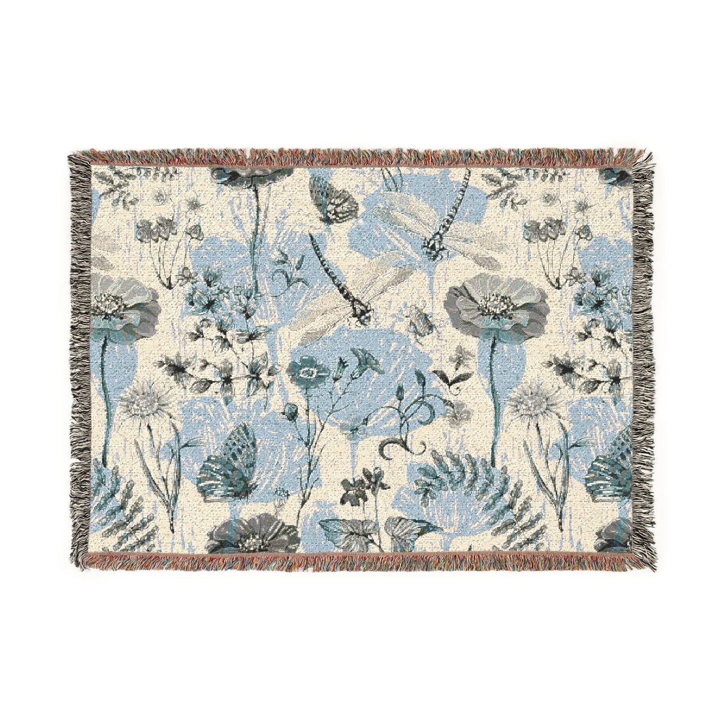 Floral Woven Blanket, Cozy Home Decor, Gift for Her, Bohemian Throw, Great for Picnics, Stylish Bedspread