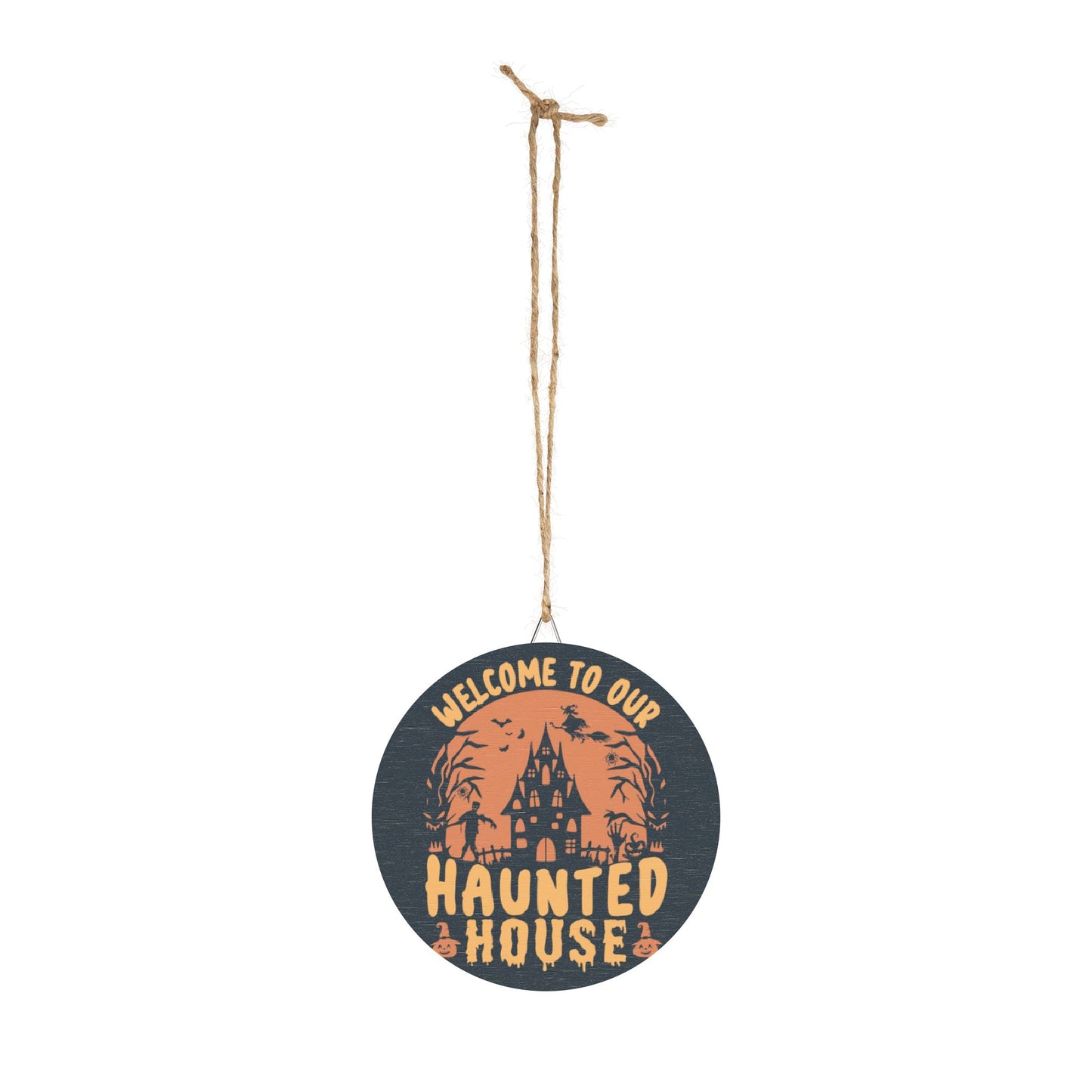 Wooden Halloween Sign | Welcome to Our Haunted House Decor, Spooky Home Decor, Fall Season, Trick or Treat Sign, Halloween Party Decoration