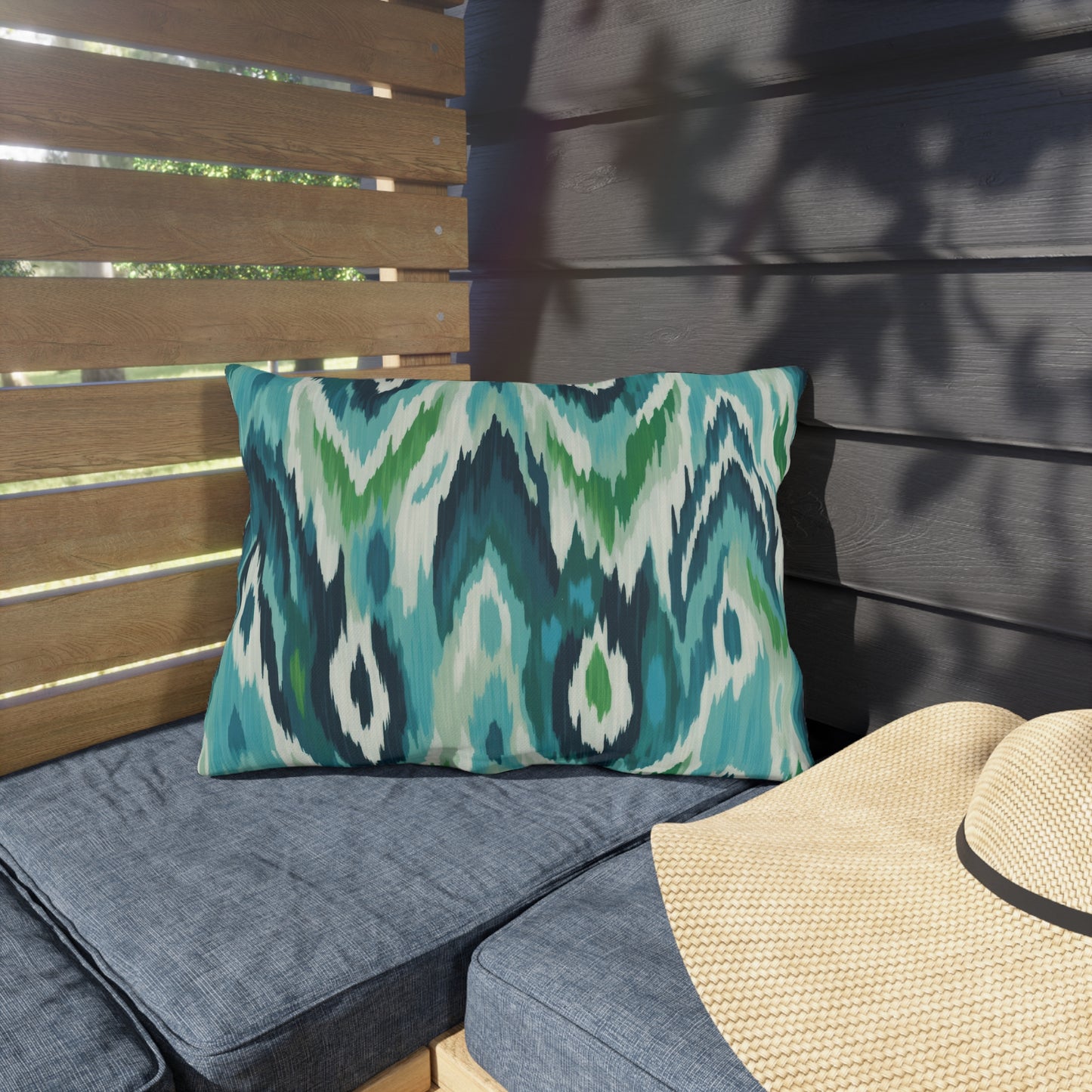 Vibrant Outdoor Pillows - Coastal Ikat Design for Patio & Garden Decor - aMOOsing Designs