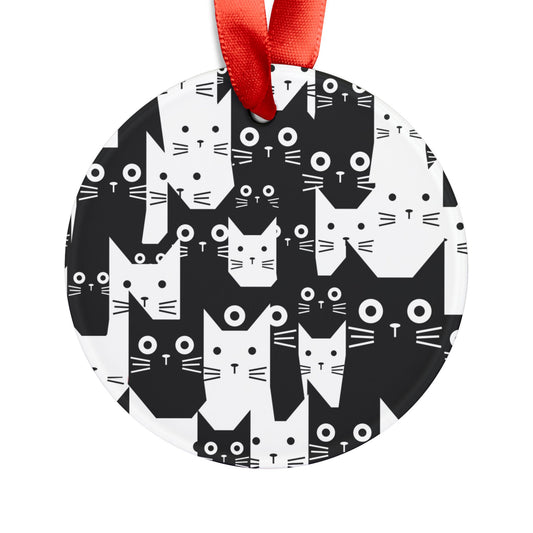 Cat-Themed Acrylic Ornament, Cute Cat Decor, Christmas Tree Ornament, Pet Lovers Gift, Holiday Decoration, Fun Kitty Keepsake