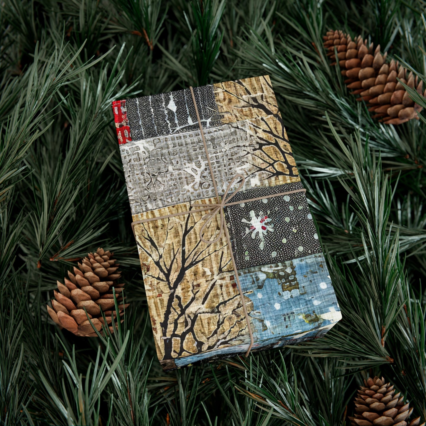 Cozy Quilted Patterned Winter Gift Wrap Papers, Holiday Wrapping Paper, Christmas Present Wrap, Rustic Style Gift Wrapping, Seasonal Decor