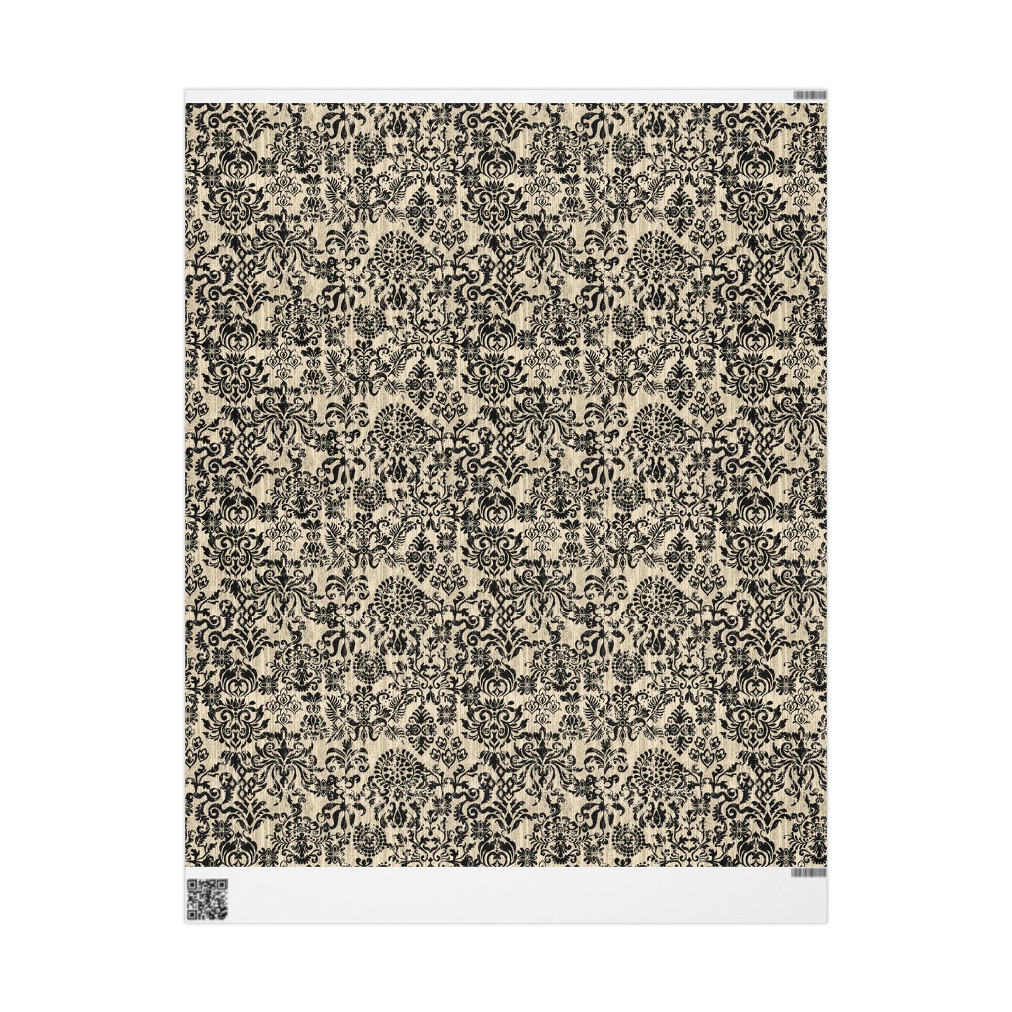 Elegant Vintage Black Damask Wrapping Paper Roll, Handmade Gift Wrap for Weddings, Birthdays, Holidays, Special Occasions, Eco-Friendly