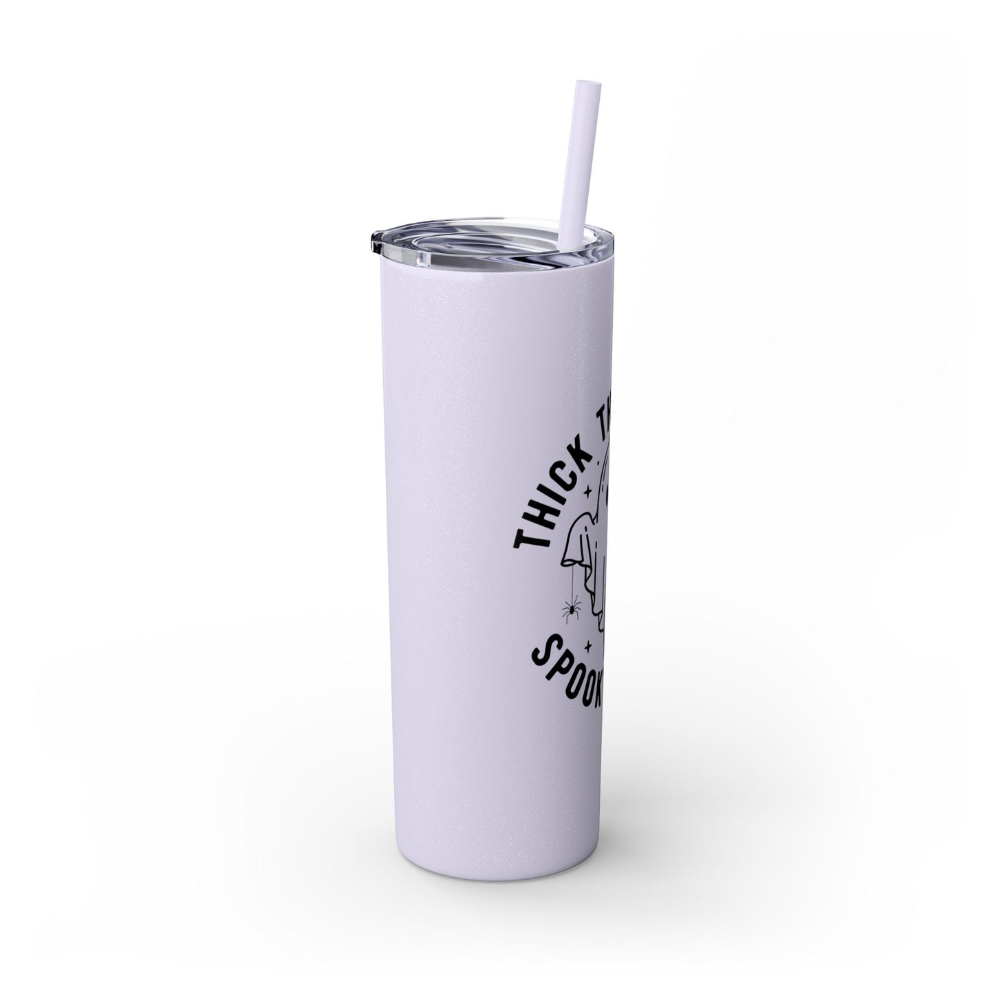 Thick Thighs and Spooky Vibes Tumbler, Halloween Mug, Autumn Cup, Ghost Lover Gift, 20oz Steel Straw Cup