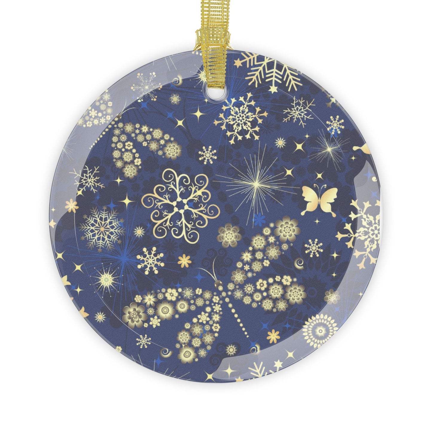 Winter Wonderland Glass Ornaments, Butterfly & Snowflake Design, Holiday Decor, Christmas Tree Decorations, Gift for Winter Lovers