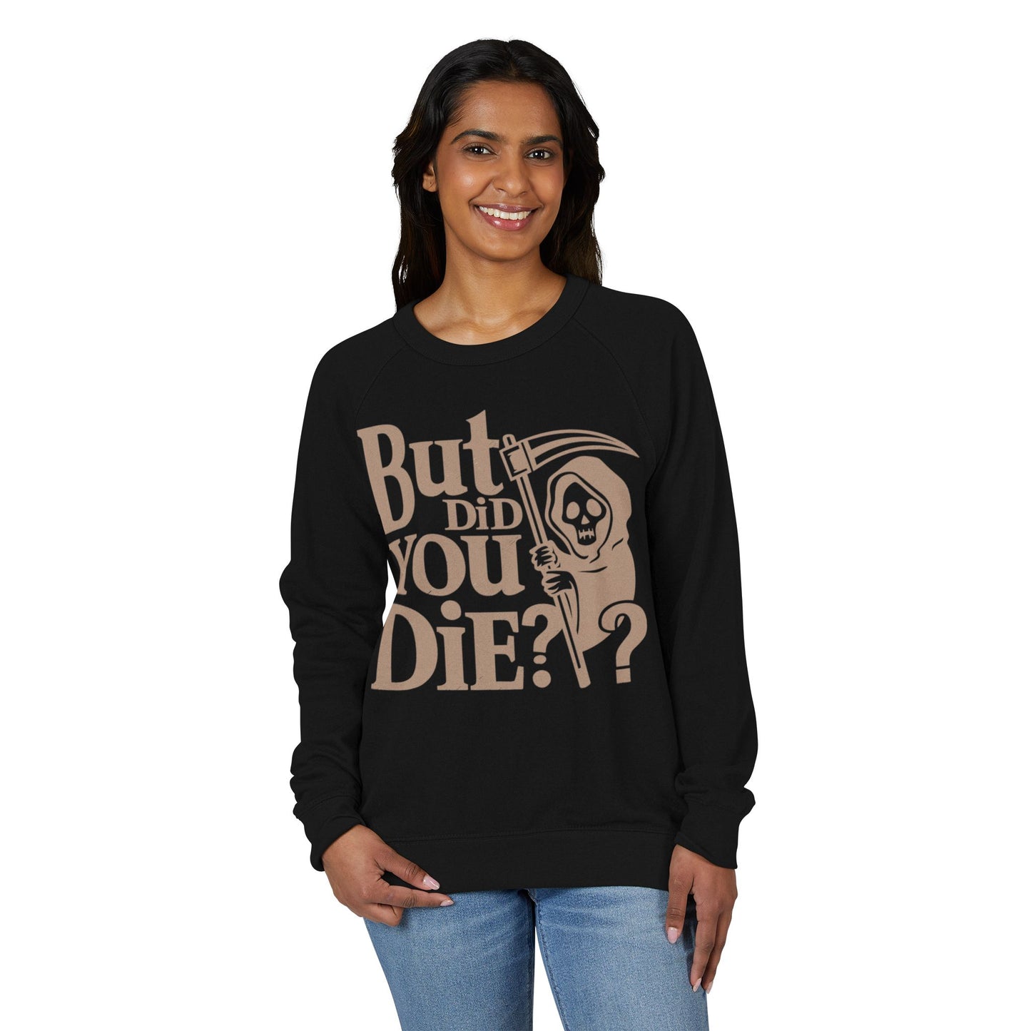 Humorous grim reaper Crewneck Sweatshirt - Fun Gift, Casual Wear, Halloween Apparel, Quirky Statement Top, Cozy Layering Piece