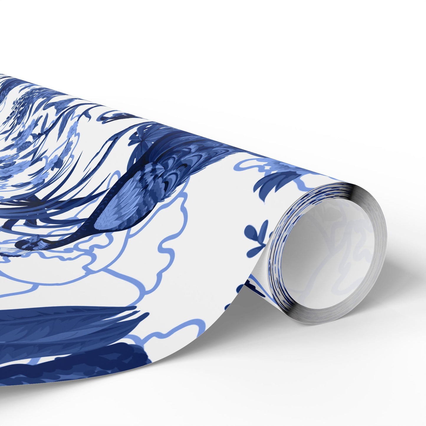 Elegant Floral Wrapping Paper Roll, Gift Wrap for Any Occasion, Blue and White Botanical Design, Holiday and Birthday Gift