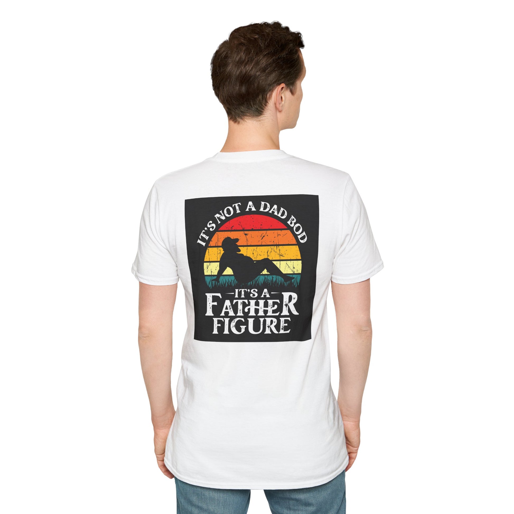 Funny "Not a Dad Bod, but a Father Figure" T-Shirt | Unisex Softstyle Tee for Dads - aMOOsing Designs