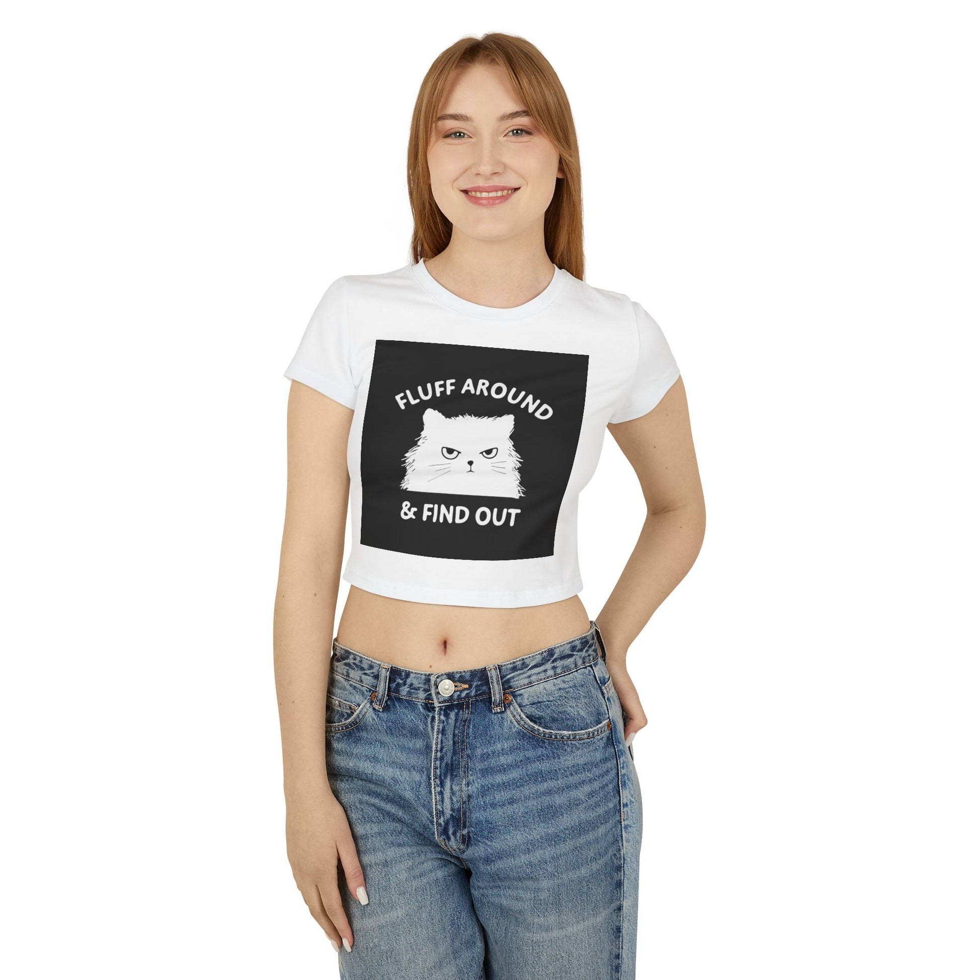 Playful Cat Graphic Baby Tee - Fluff Around & Find Out, Cute Animal Shirt, Gifts for Cat Lovers, Trendy Casual Wear, Fun Pet Lover Tee - aMOOsing Designs