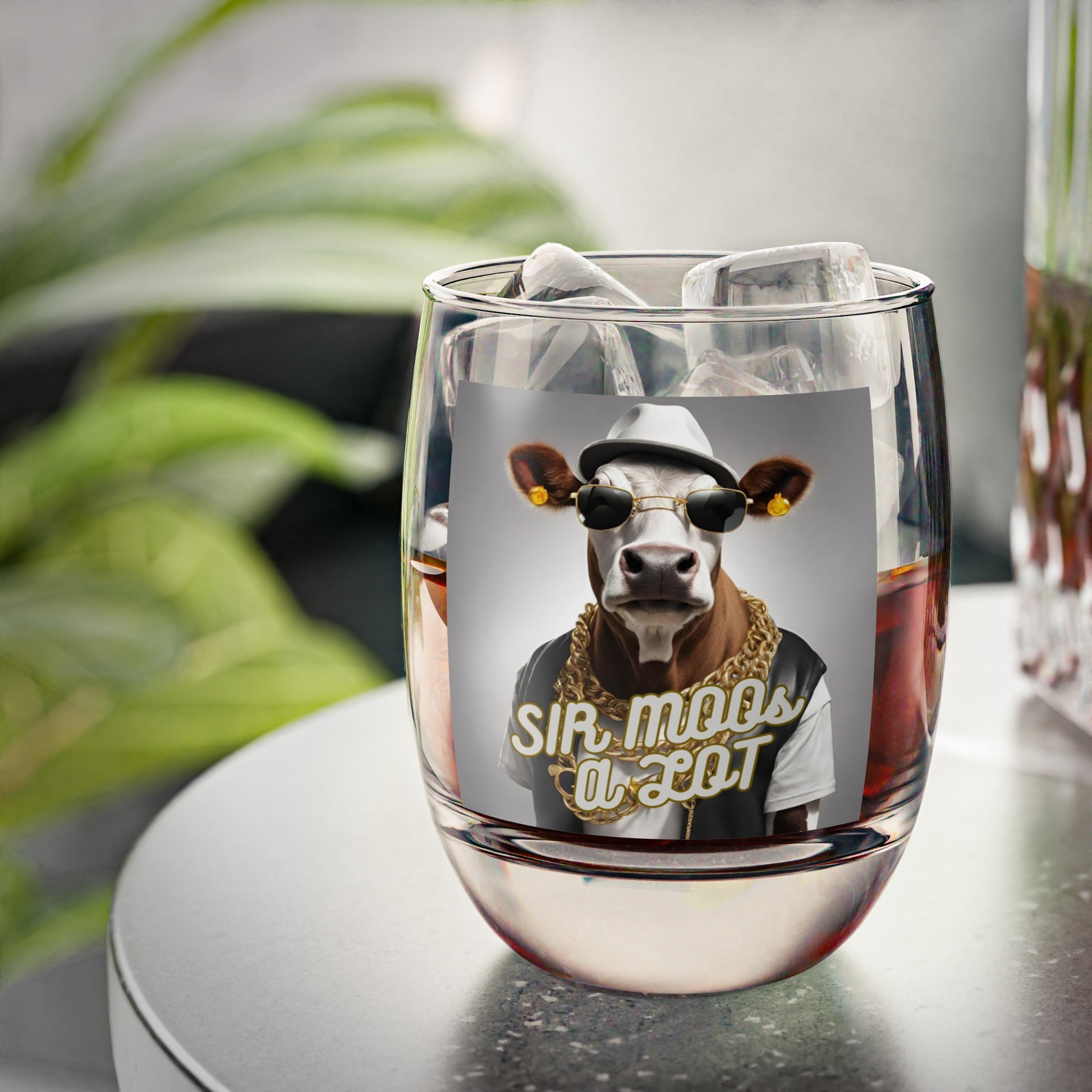 Sir MOOs a lot- Whiskey Glass - aMOOsing Designs
