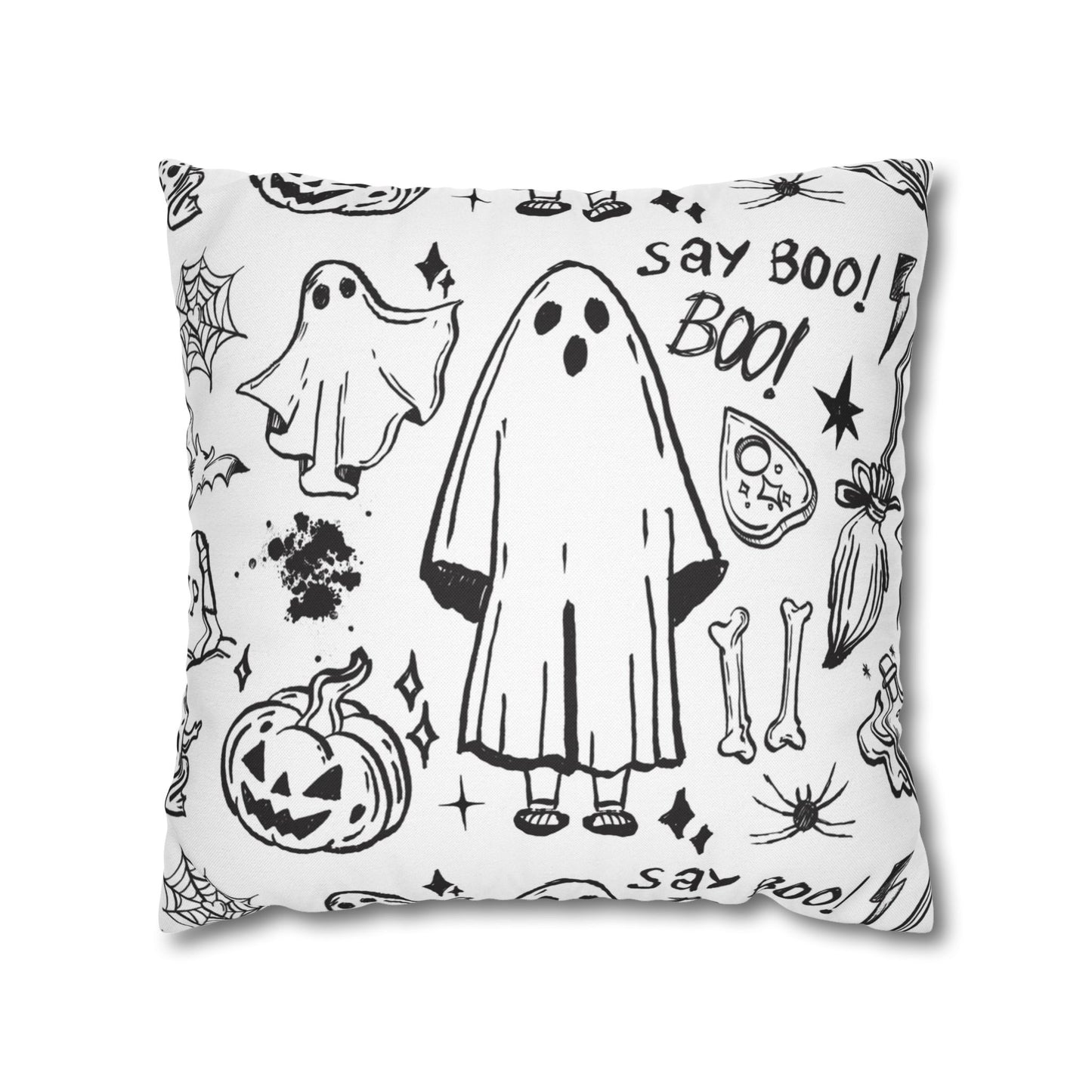 Halloween Ghost Pillowcase, Boo Decor, Spooky Home Cushion, Fall Pillows, Trick or Treat Theme, Holiday Accent Throw