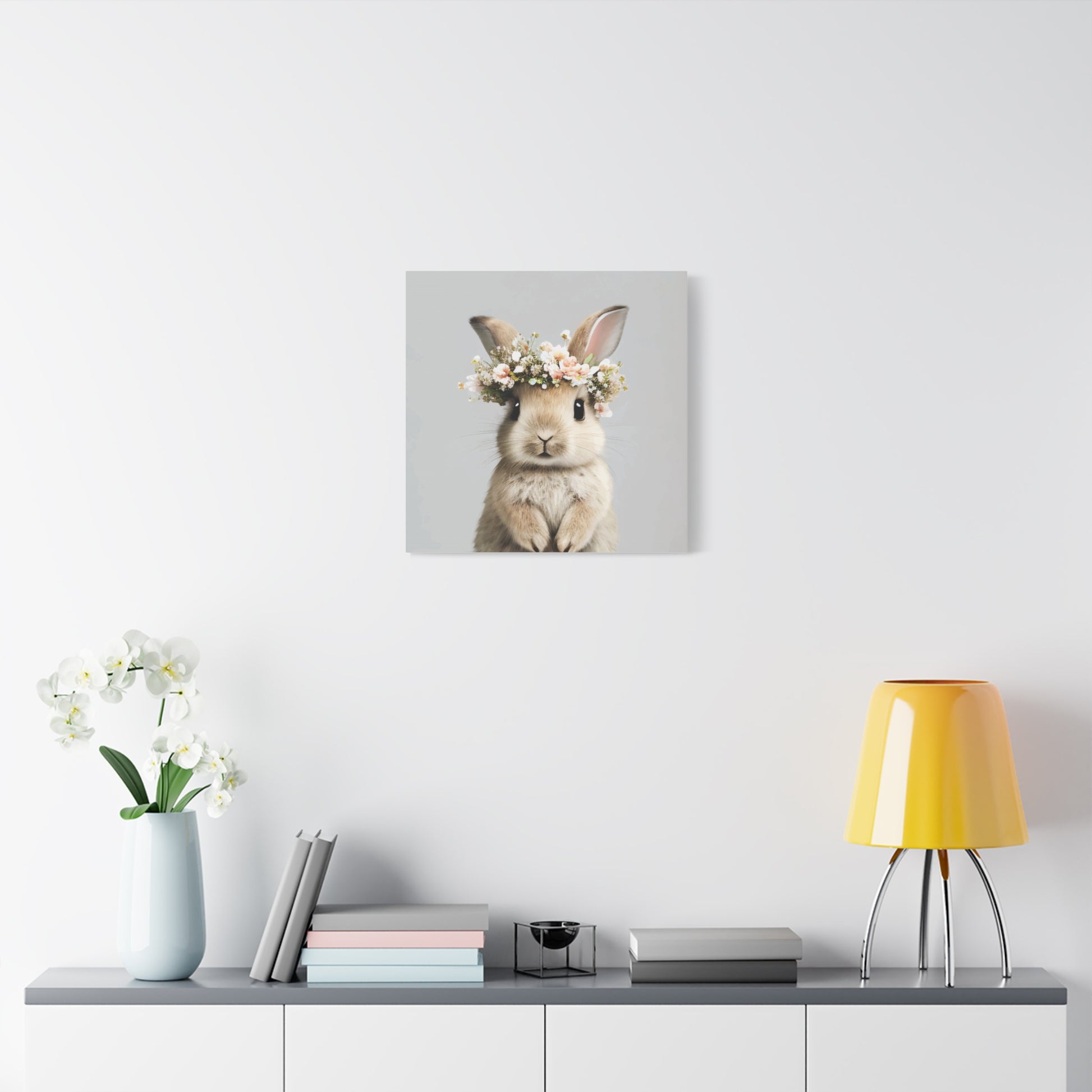 Cute Floral Bunny Canvas Wall Art - Perfect Spring Decor - aMOOsing Designs