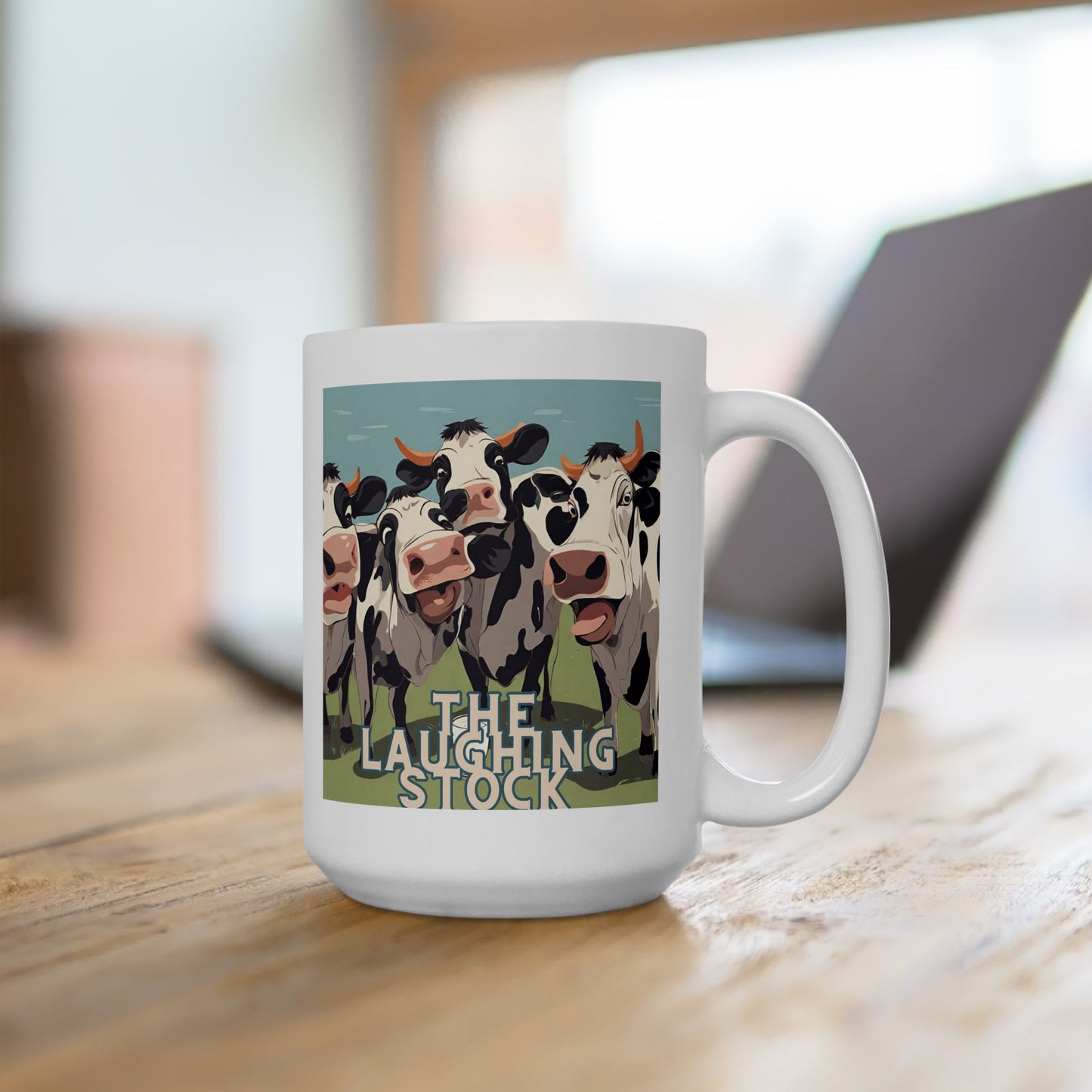 Mug - 'The Laughing Stock' Cow Group Design 11oz 15oz - aMOOsing Designs