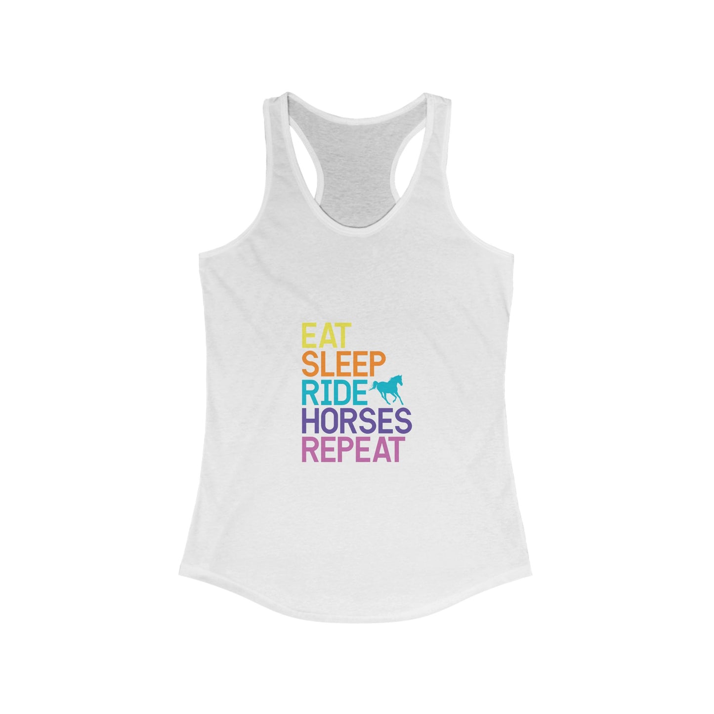 Eat Sleep Ride Horses Repeat Women’s Racerback Tank Top - aMOOsing Designs