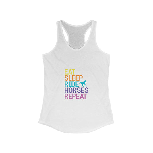Eat Sleep Ride Horses Repeat Women’s Racerback Tank Top - aMOOsing Designs