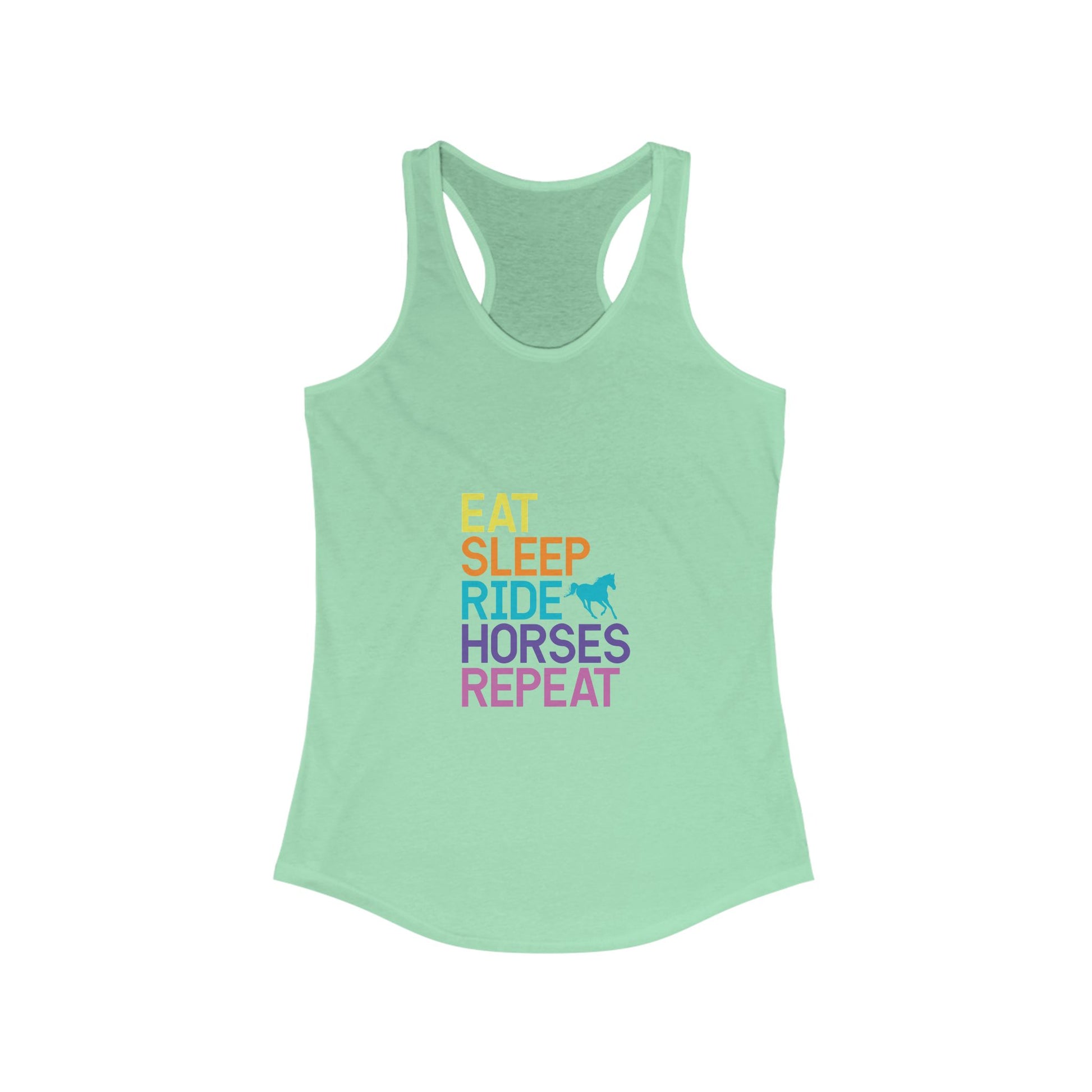 Eat Sleep Ride Horses Repeat Women’s Racerback Tank Top - aMOOsing Designs