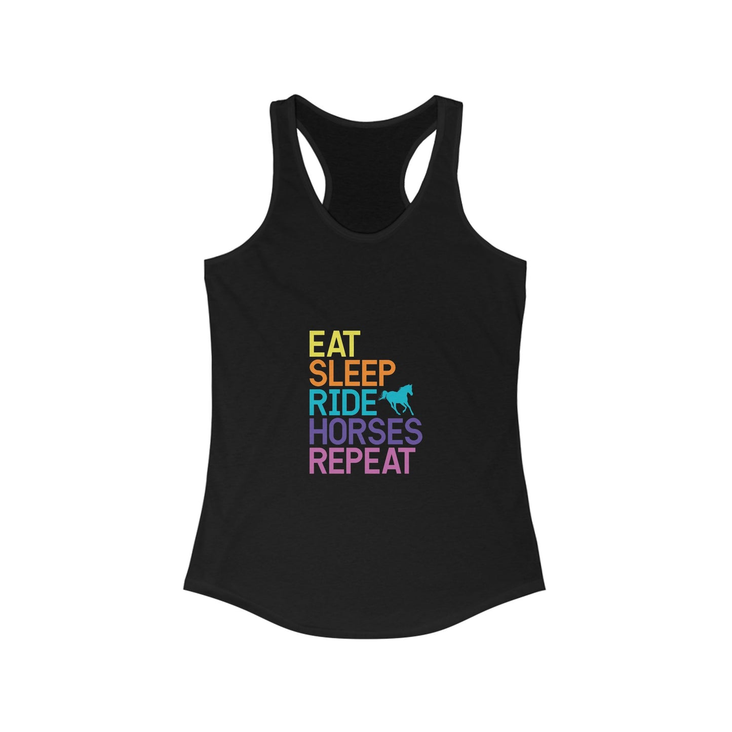 Eat Sleep Ride Horses Repeat Women’s Racerback Tank Top - aMOOsing Designs