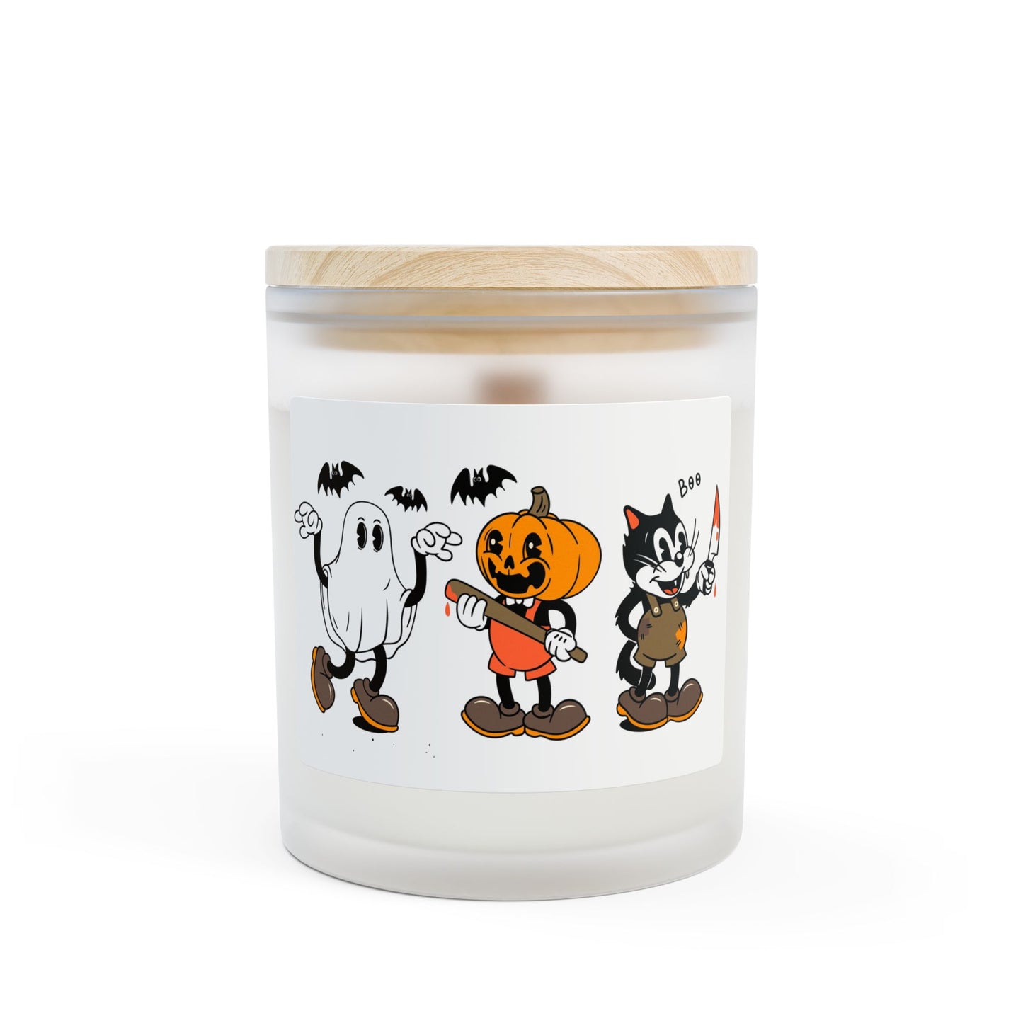 Halloween Frosted Glass Candle | Spooky Pumpkin, Ghost & Cat Design | Perfect Fall Decor, Gift, Home Fragrance, October Celebrations